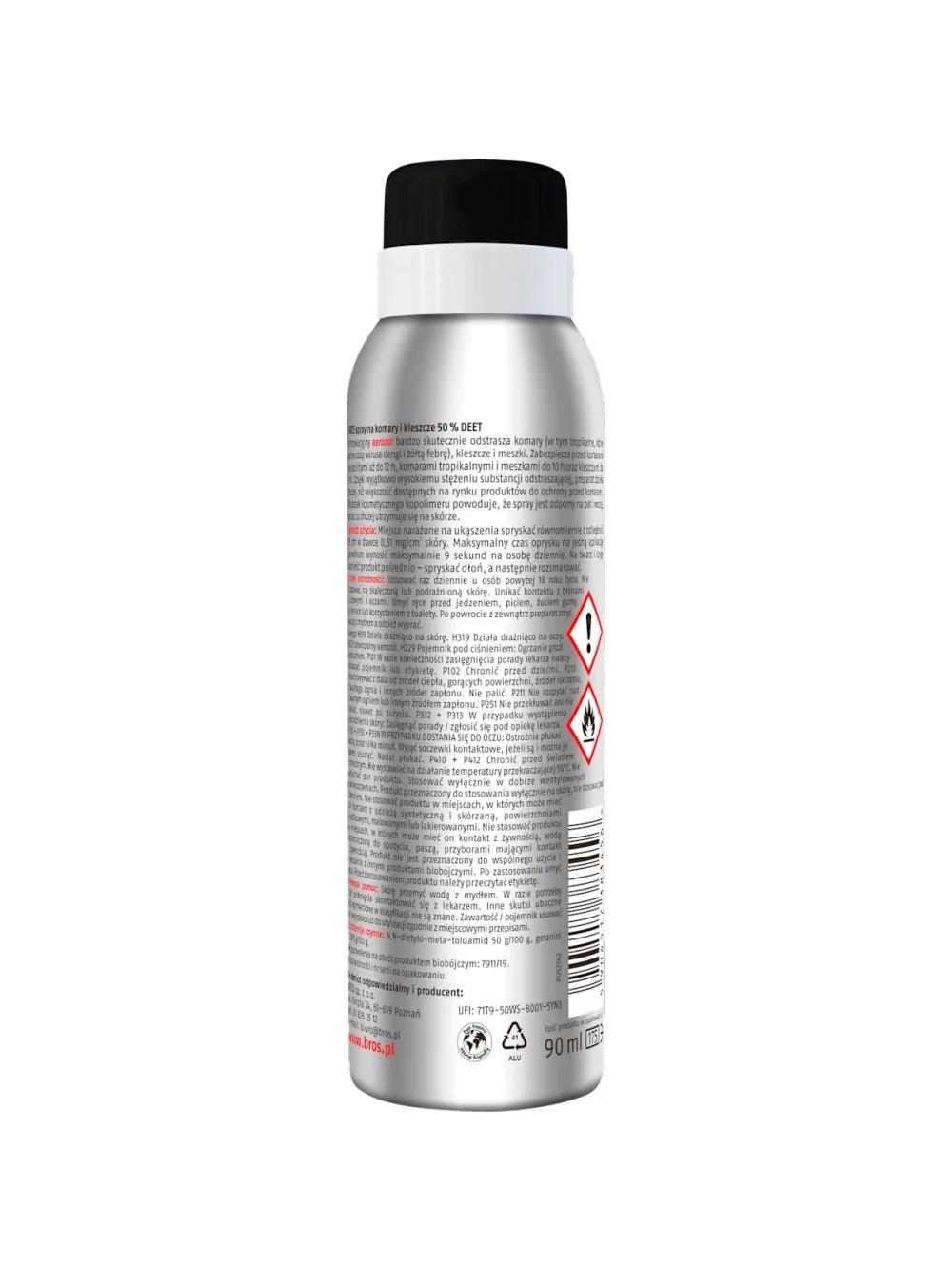 BROS spray na komary i kleszcze 50% DEET 90ml