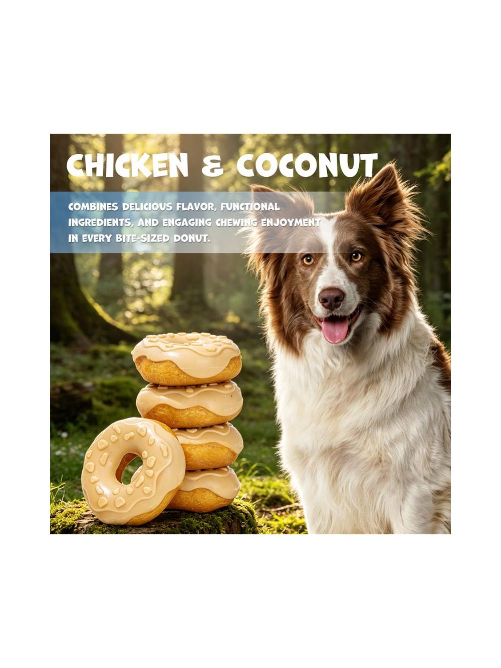 WILD FARM donut kolagenowy z kurczakiem i kokosem 7cm 10x50g przysmak dla psa