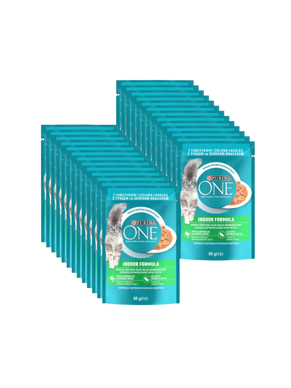 Purina One Indoor Formula Karma dla kotów z tuńczykiem i zielona fasolką 26x85 g