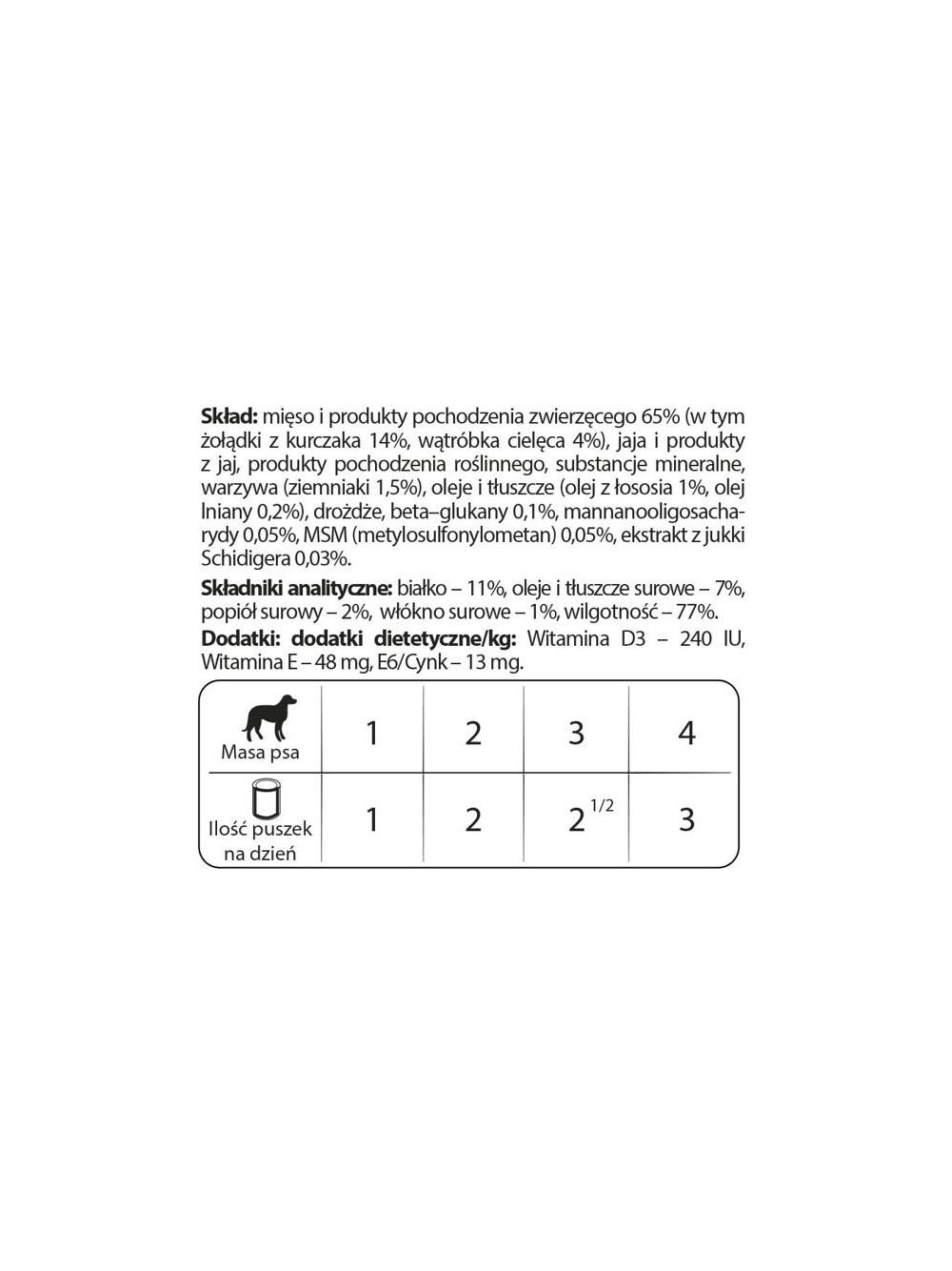 Dolina Noteci PREMIUM dla psów małych ras JUNIOR bogata w żołądki z kurczaka z wątróbką cielęcą 12x185 g