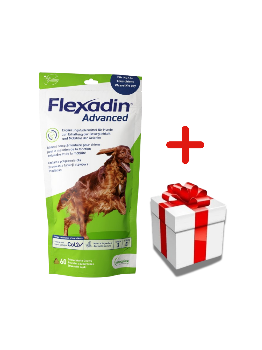 VETOQUINOL Flexadin Advanced Dietetyczna Karma Uzupełniająca Dla Psów  180g (60 kąsków) + NIESPODZIANKA DLA PSA GRATIS!!