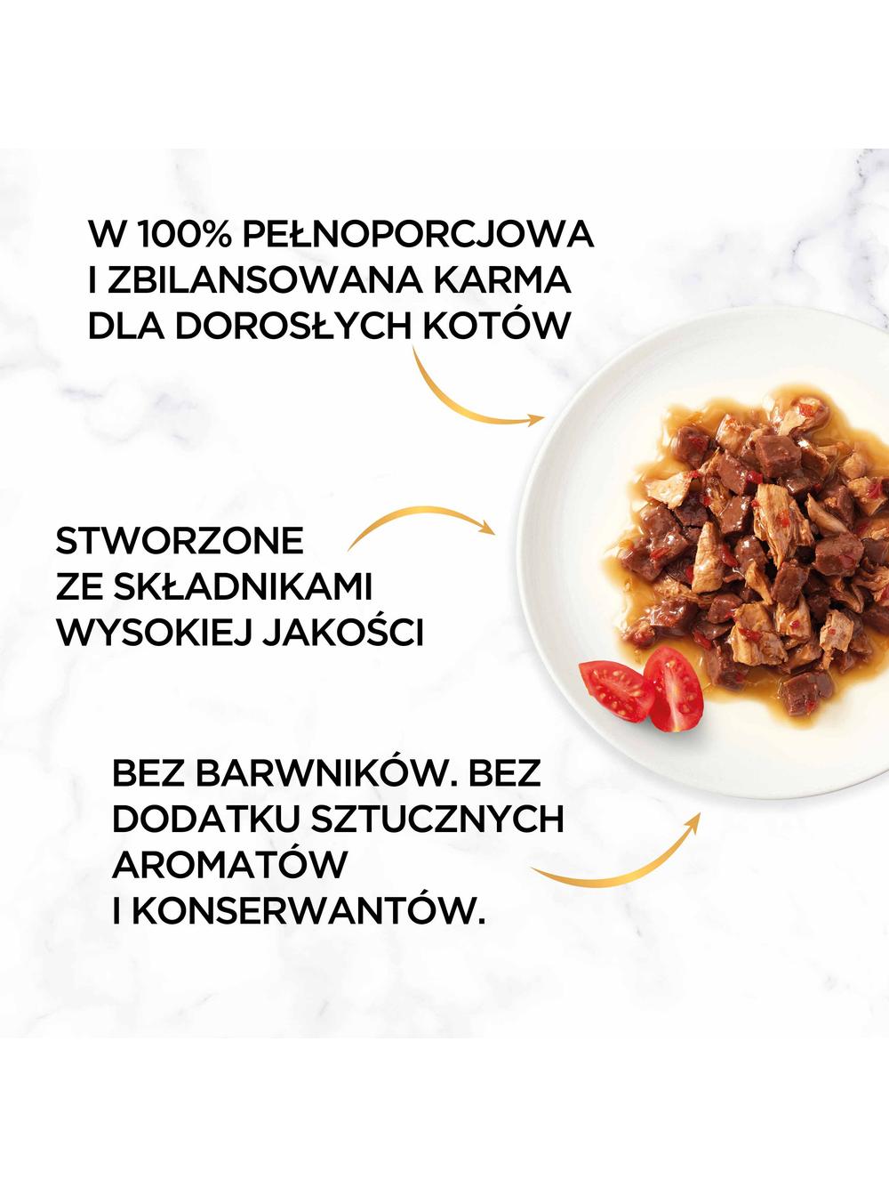 Purina Gourmet Gold z wołowiną i kurczakiem w sosie z pomidorami 48x85g