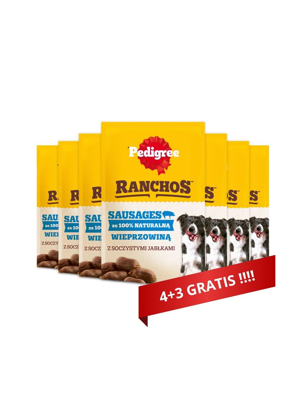 PEDIGREE Ranchos  Sausages 7x60g - naturalny przysmak dla psa z wieprzowiną