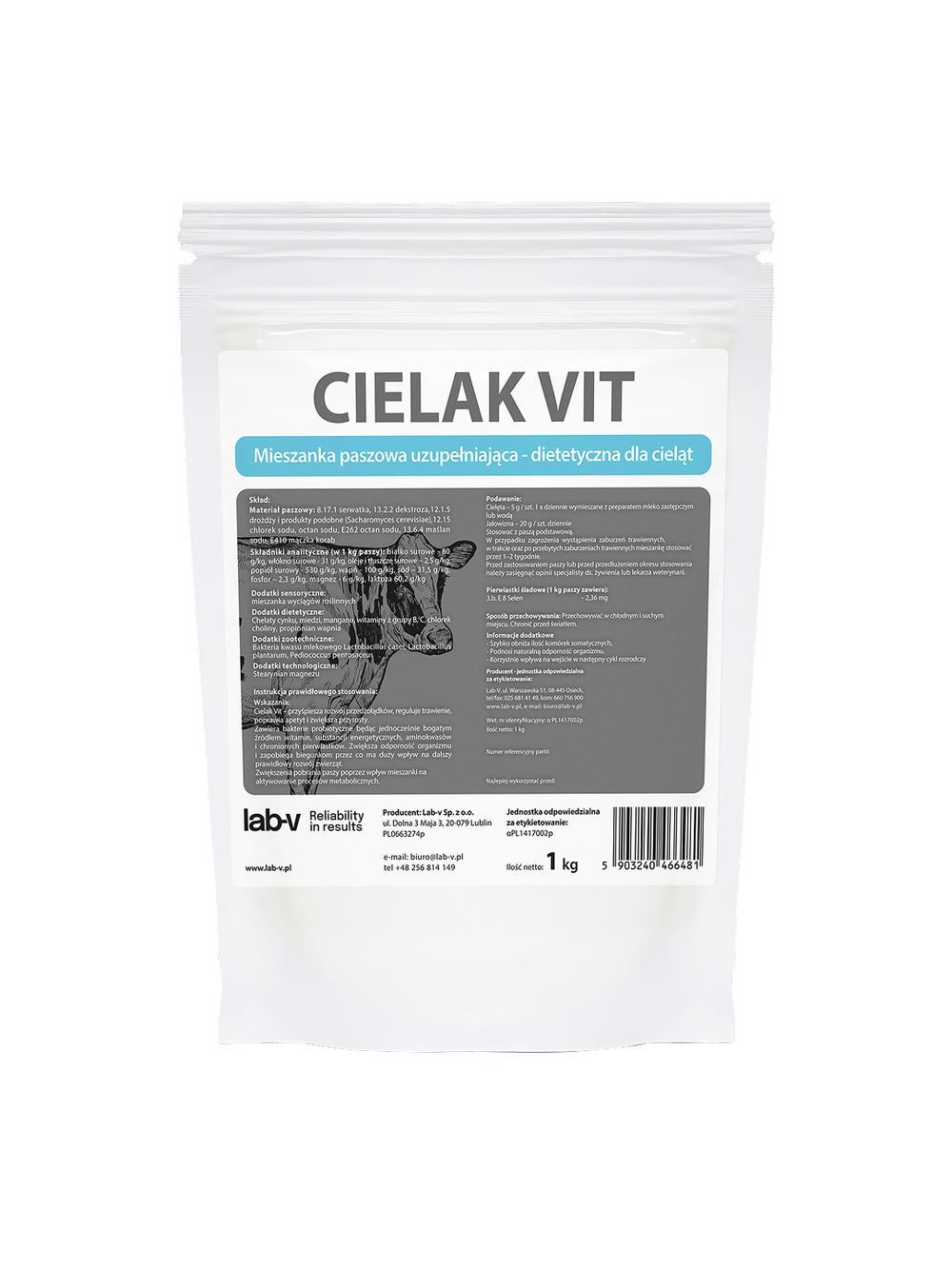 Lab-v Cielak Vit - Mieszanka Paszowa Uzupełniająca Dietetyczna Dla Cieląt Poprawiająca Odporność Organizmu 1kg