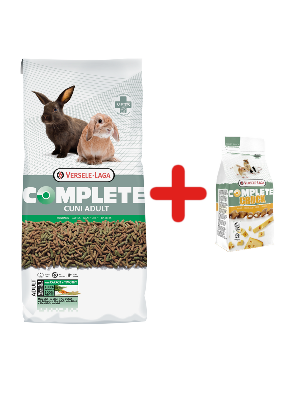 VERSELE-LAGA Cuni Adult Complete 8kg Pokarm dla królików + VERSELE LAGA Crock Complete Cheese - przysmak z serem dla gryzoni 50g
