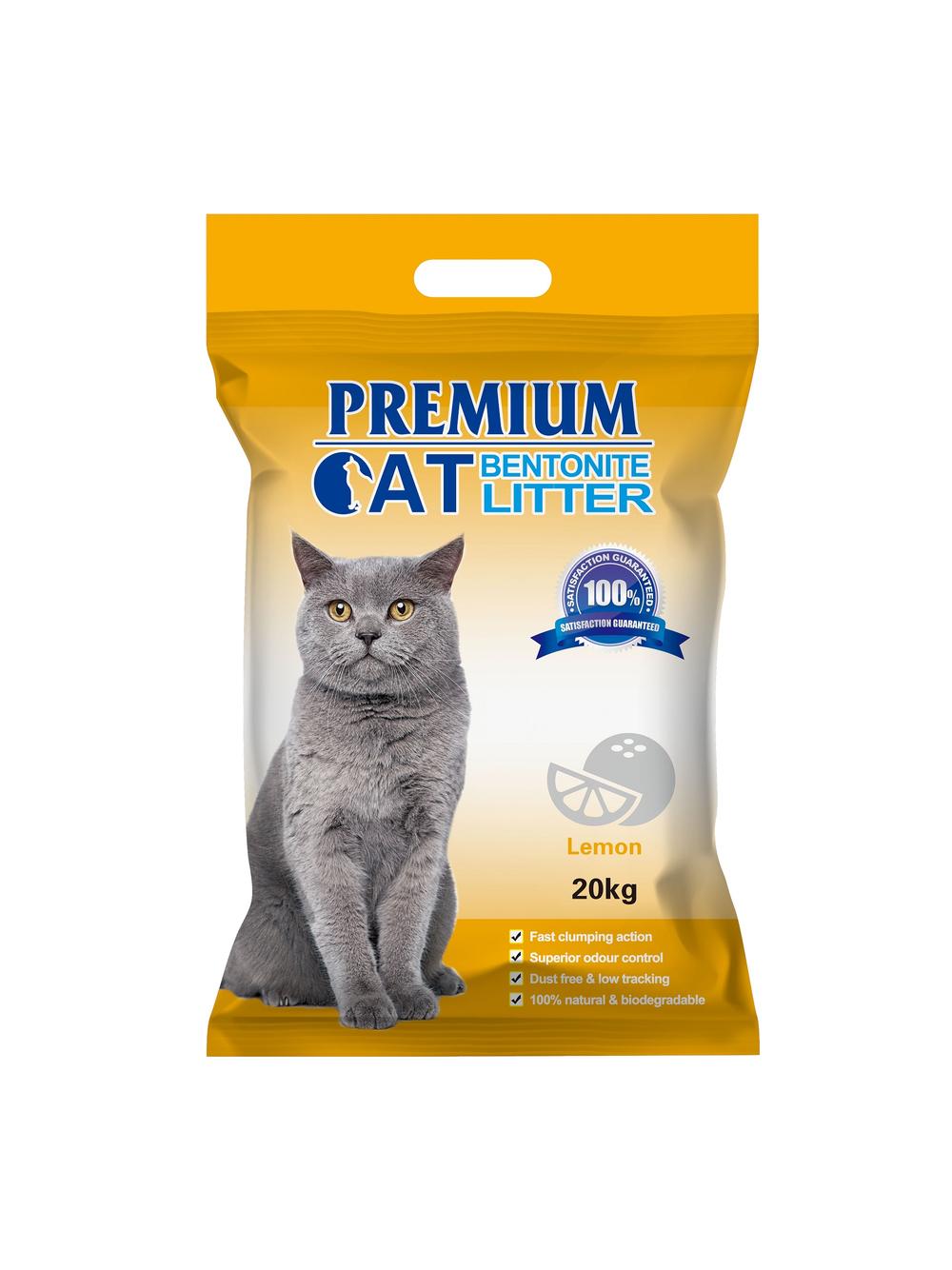 Premium Cat Żwirek Bentonitowy Zbrylający - Cytrynowy dla kota 20kg