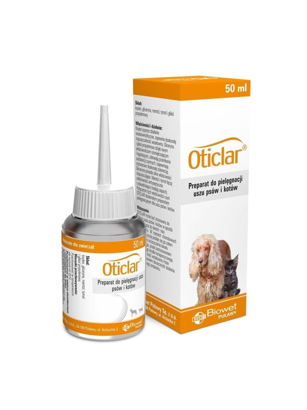 Biowet Oticlar preparat do czyszczenia uszu psów i kotów 50ml