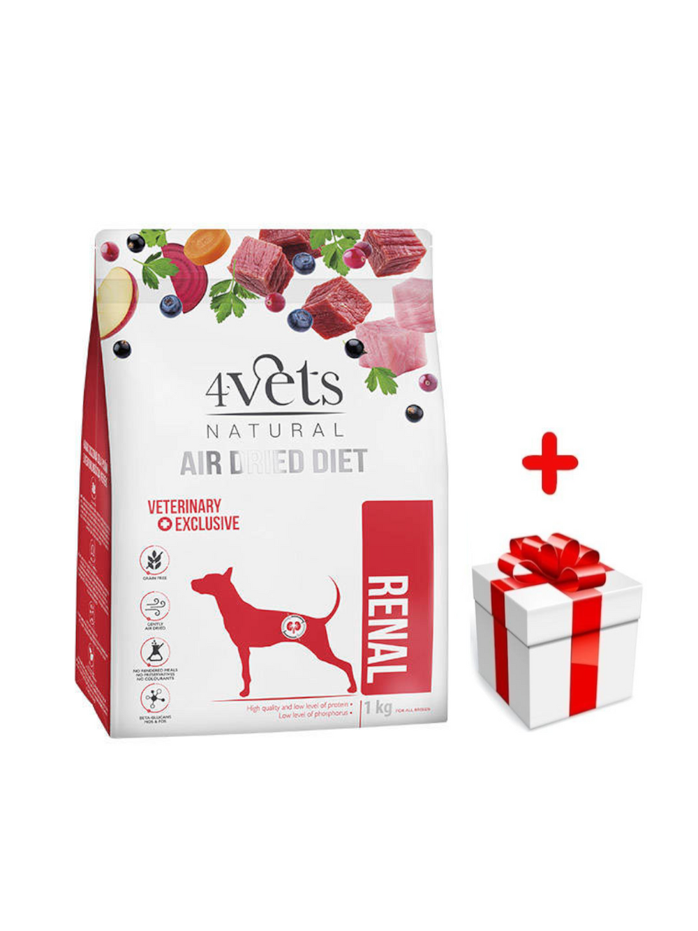 DOLINA NOTECI 4Vets Natural Renal karma suszona dla psów z niewydolnością nerek 1kg + niespodzianka dla psa GRATIS!