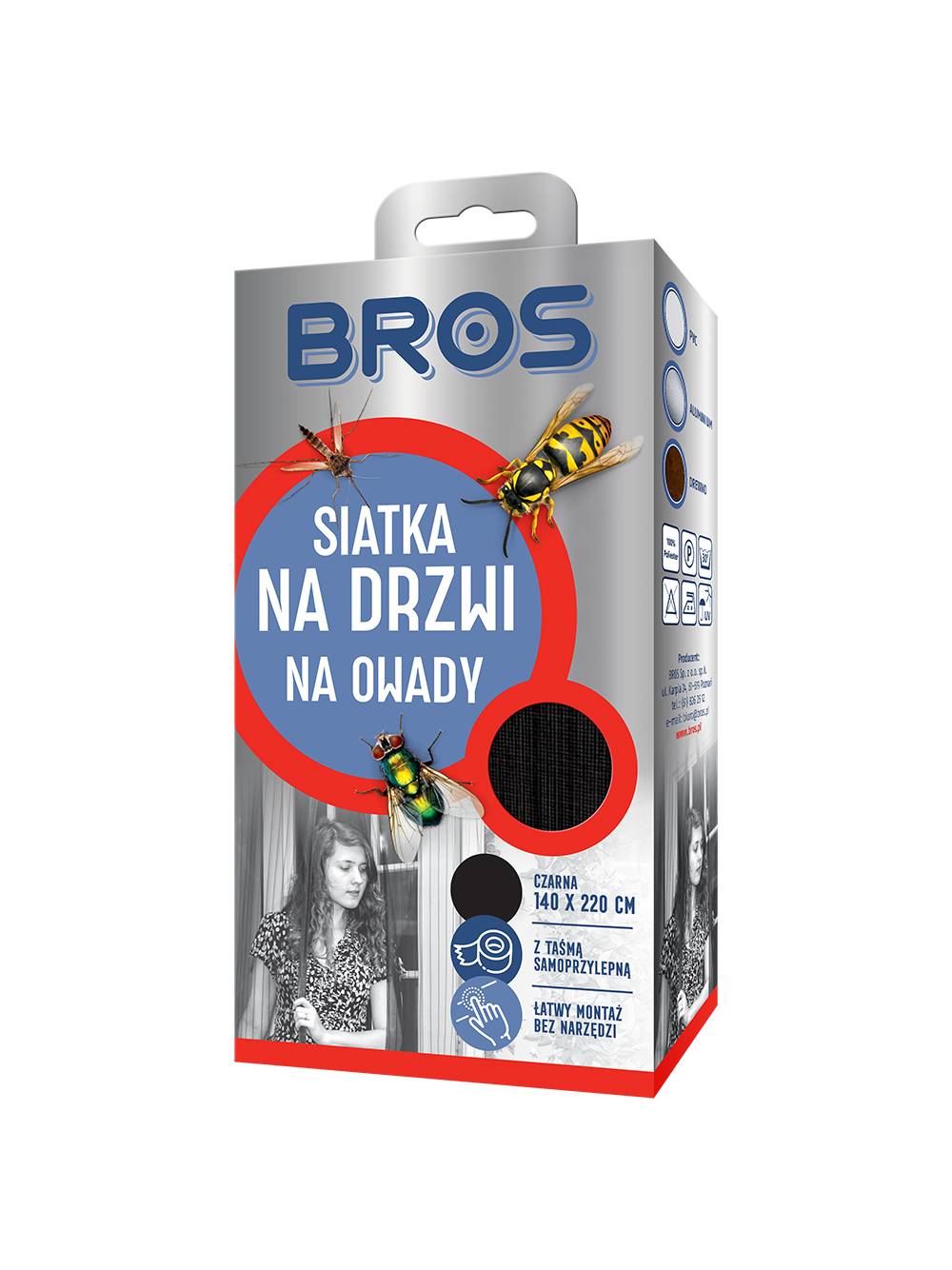 BROS - Siatka na drzwi 140x220 czarna