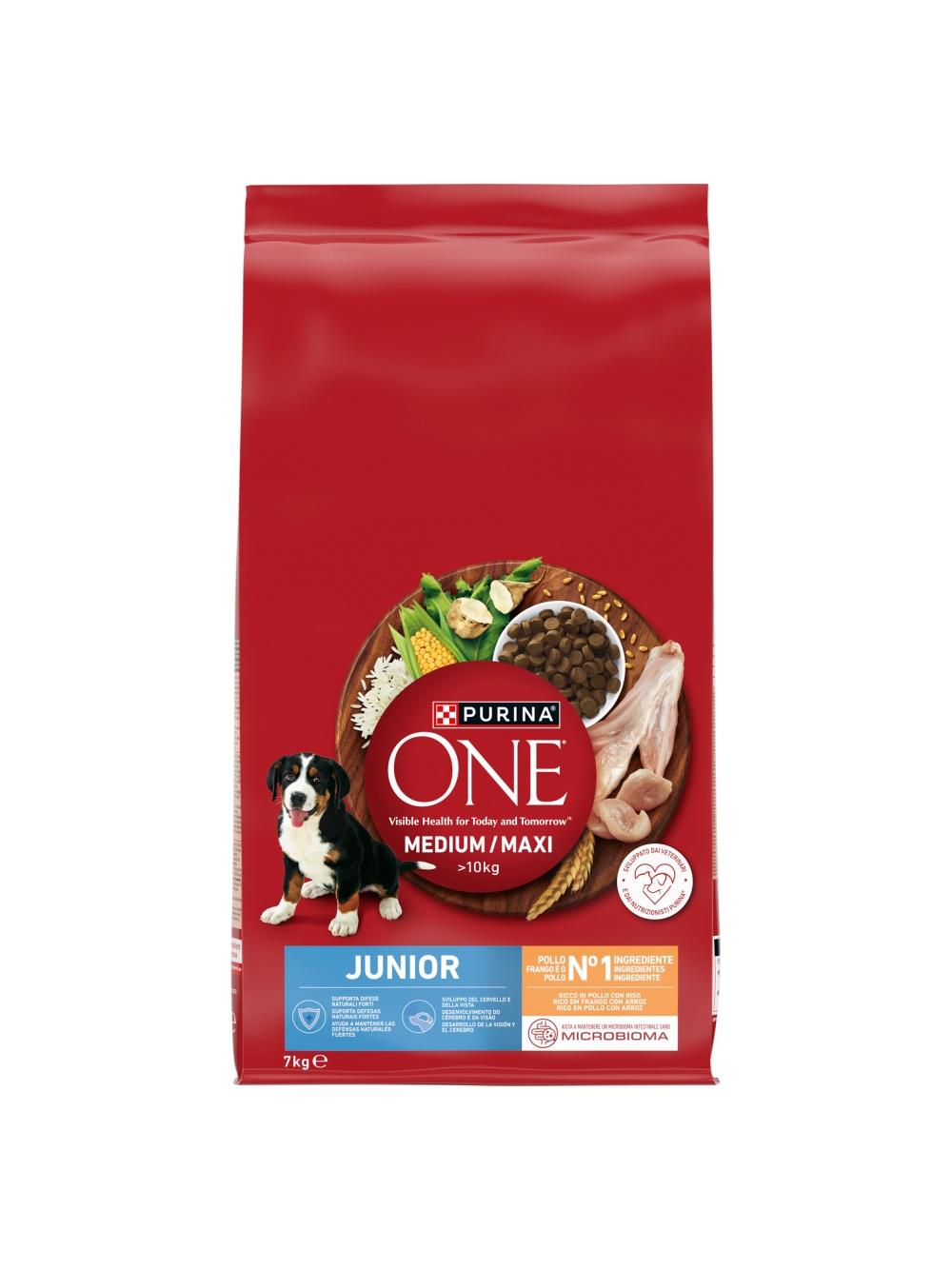 PURINA ONE Junior Medium/Maxi Karma dla szczeniąt bogata w kurczaka z ryżem 7 kg