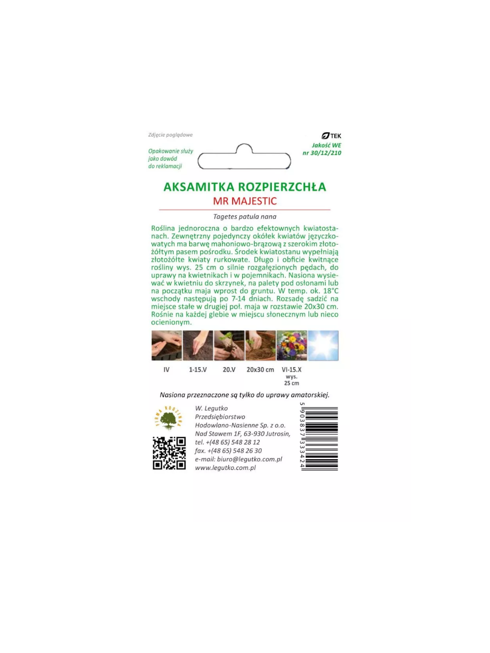 Aksamitka rozpierzchła Mr Majestic mahoniowo-brązowa 0.30g