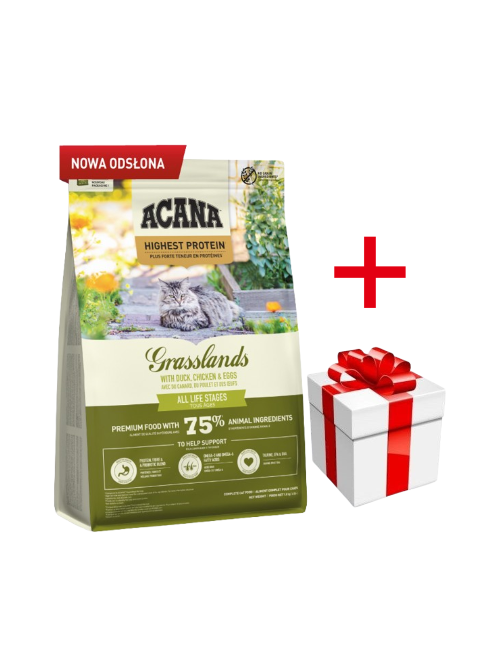 ACANA Grasslands Cat 1,8kg + niespodzianka dla kota GRATIS!