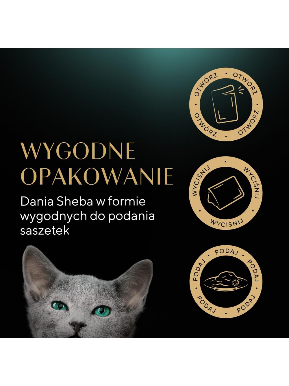 SHEBA Kitten Wybór Smaków saszetki 40x85 g – mokra karma pełnoporcjowa dla kociąt, w sosie (kawałki z: łososiem, kurczakiem)