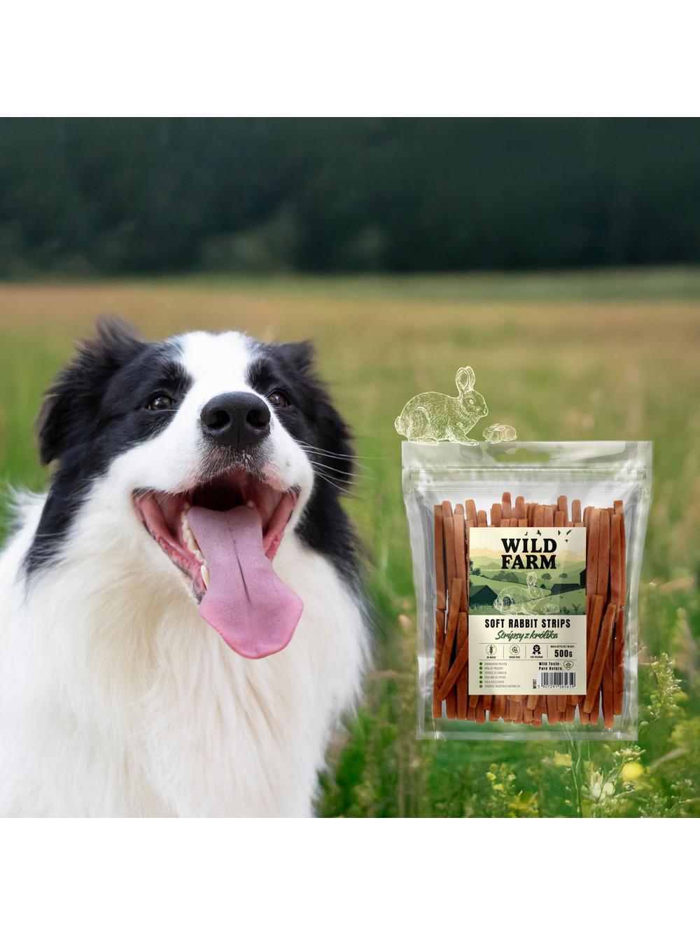 WILD FARM Stripsy z królika 500g przysmak dla psa