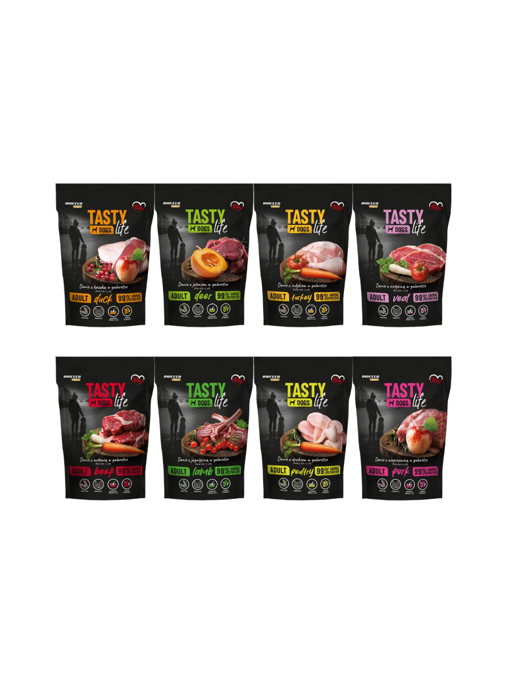 Tasty Dogs Life Danie Mix Smaków w galaretce 8x500g
