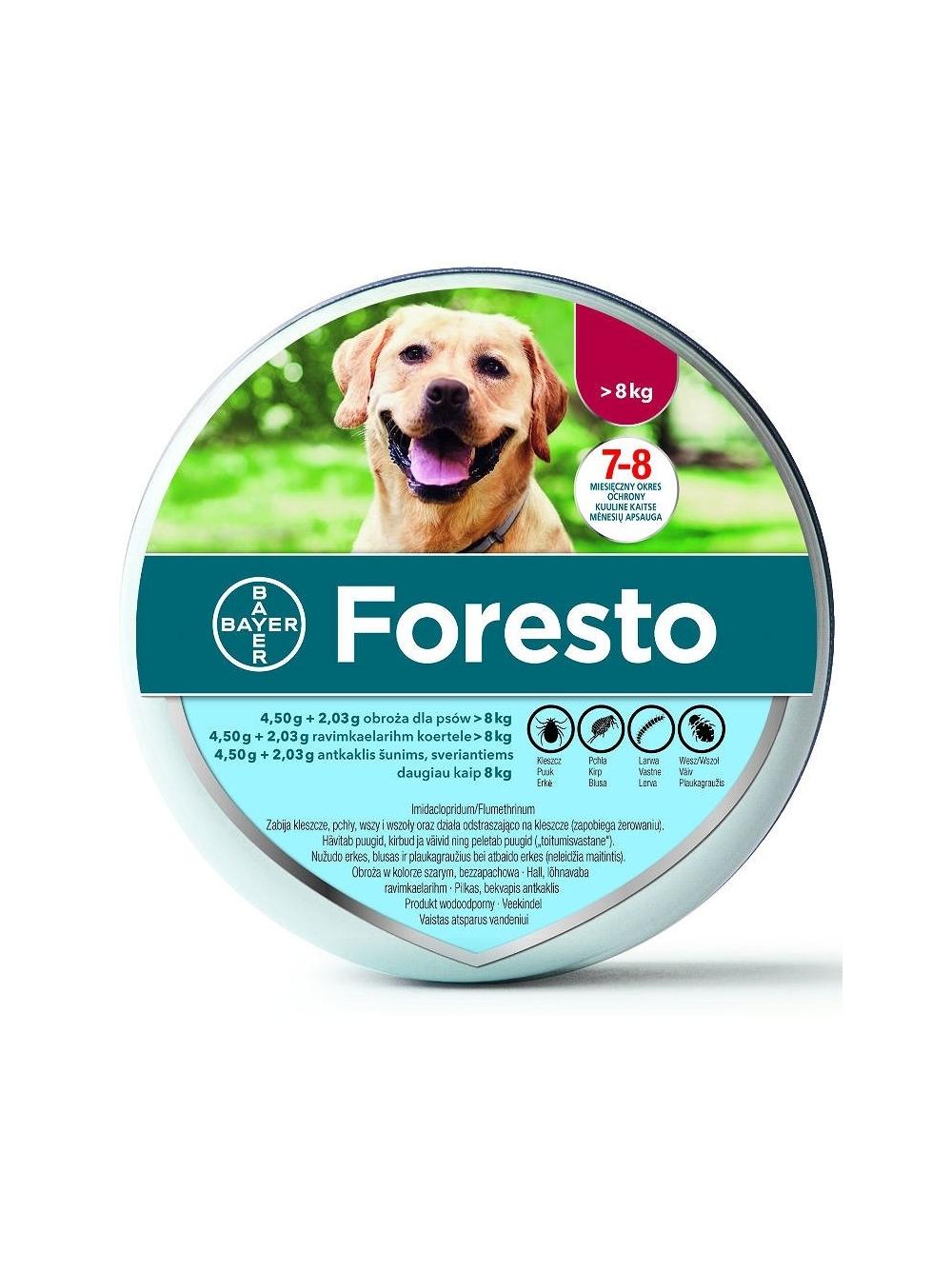 ELANCO Foresto Obroża dla psów powyżej 8kg+ Cestal Dog Plus tabletki na odrobaczanie psów 2 sztuki