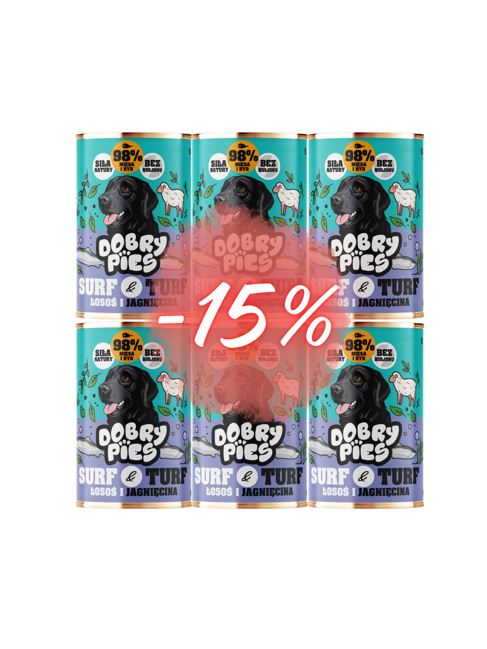 Dobry Pies Łosoś i jagnięcina 6x400g