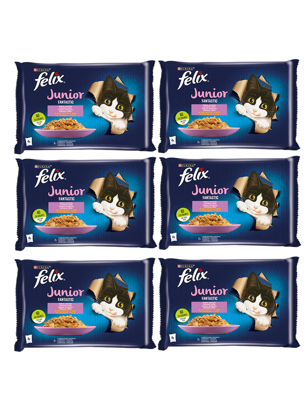 FELIX Fantastic Junior w galaretce z kurczakiem i łososiem 12x(4x85g)