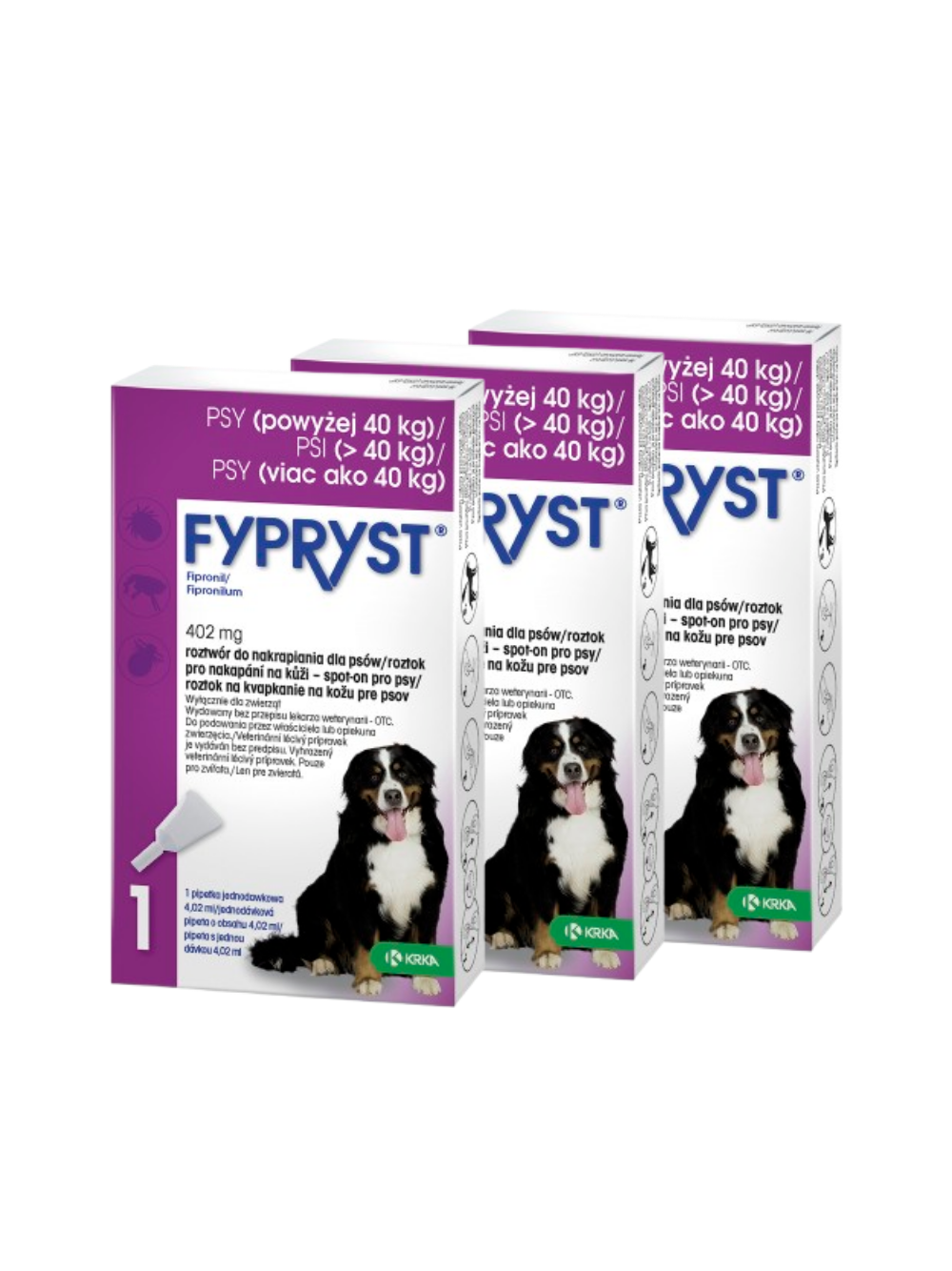 KRKA Fypryst Spot On 402 mg/4,02 ml dla Psów 40 - 60 kg 3 szt.
