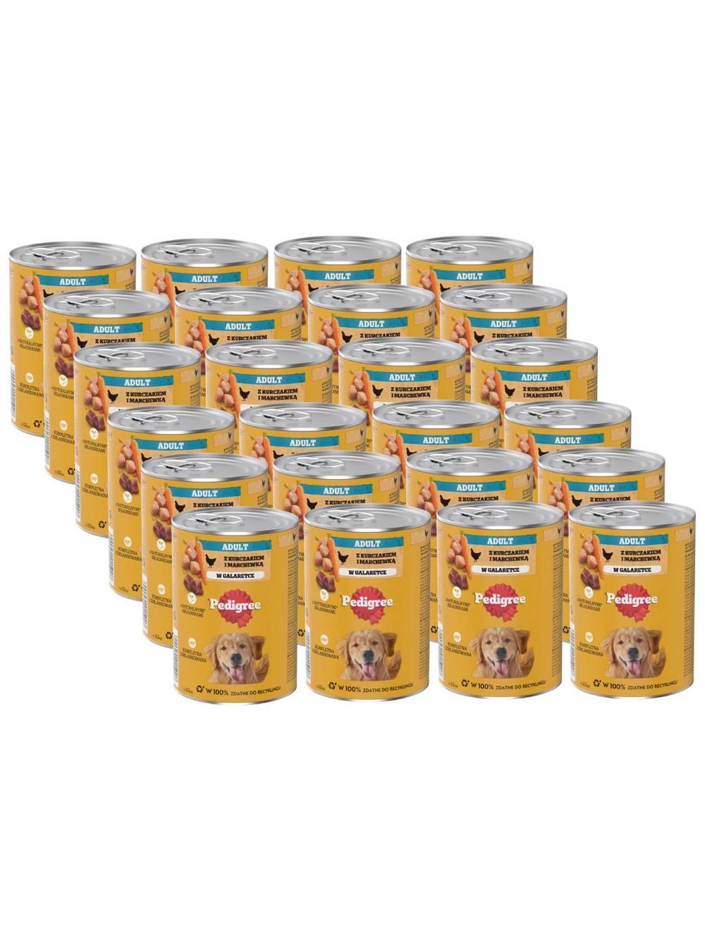 PEDIGREE Adult mokra karma dla dorosłych psów, z kurczakiem i marchewką w galaretce 24x400g
