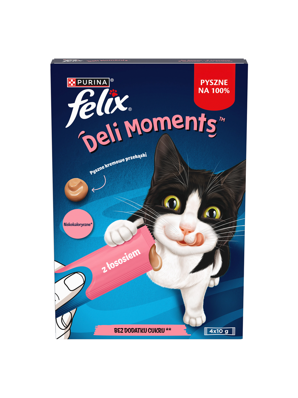 Felix Deli Moments Kremowe przekąski dla kotów z łososiem 4x10g