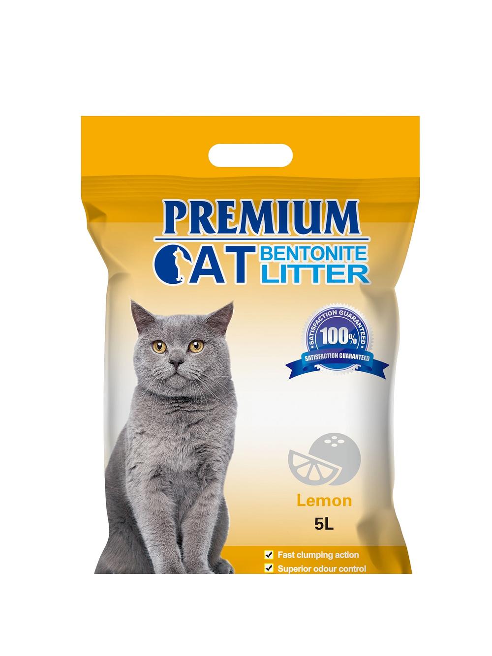 Premium Cat Żwirek Bentonitowy Zbrylający - Cytrynowy dla kota 3x5L
