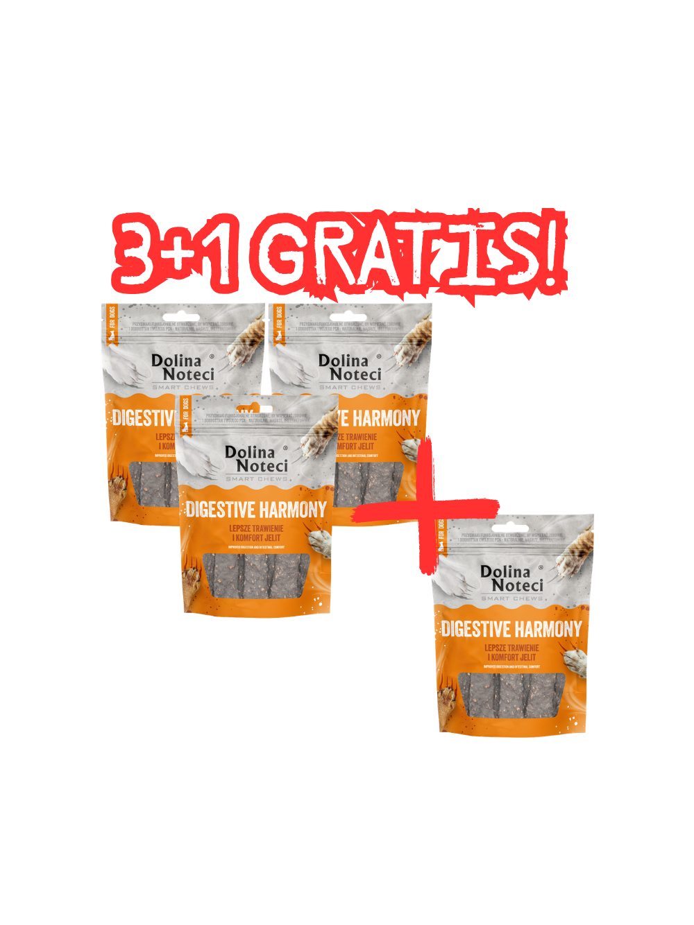 DOLINA NOTECI Smart Chews Digestive Harmony przysmaki dla psa 100g 3+1 GRATIS!