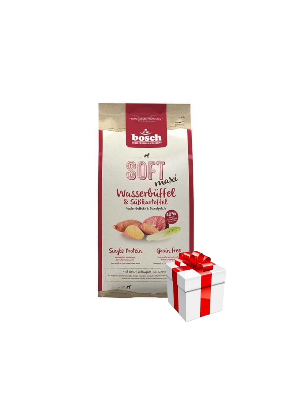 Bosch Soft Maxi Bawół Wodny & Bataty 12,5kg + Niespodzianka dla psa GRATIS