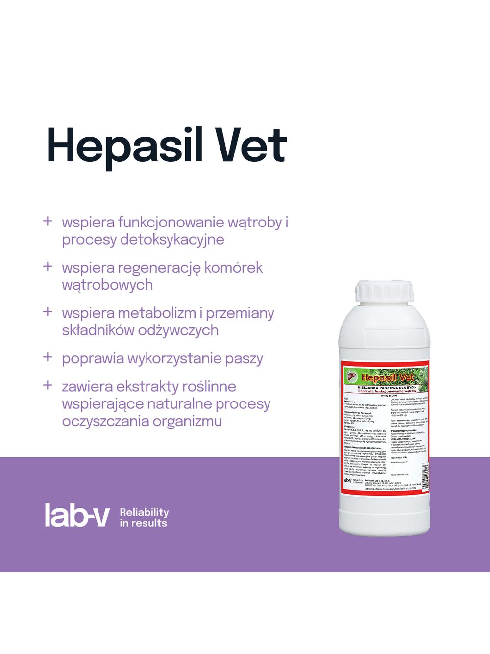 Lab-v Hepasil Vet Dla Bydła - Mieszanka Paszowa Dla Bydła Na Poprawę Funkcjonowania Wątroby 1kg