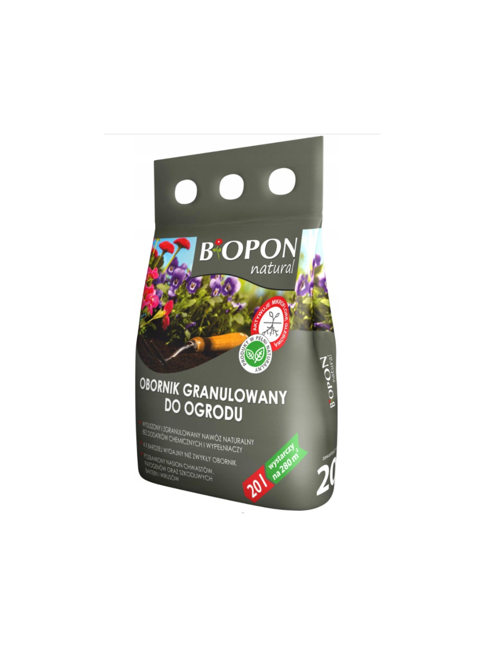 BIOPON NATURAL obornik granulowany do ogrodu 20L