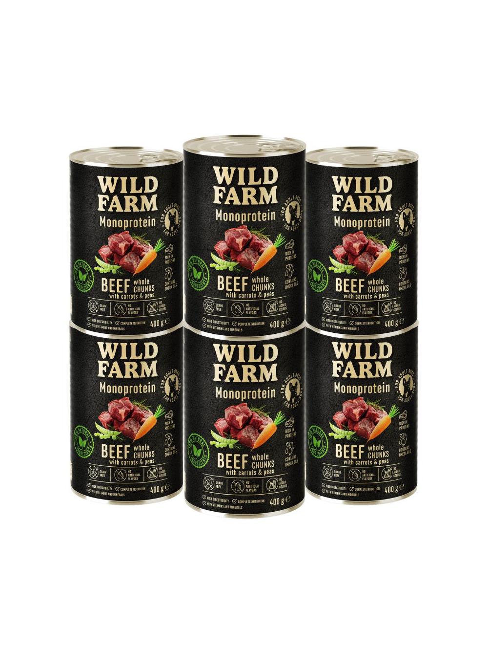 Wild Farm Monoprotein Beef 6x400g hipoalergiczna karma dla psa