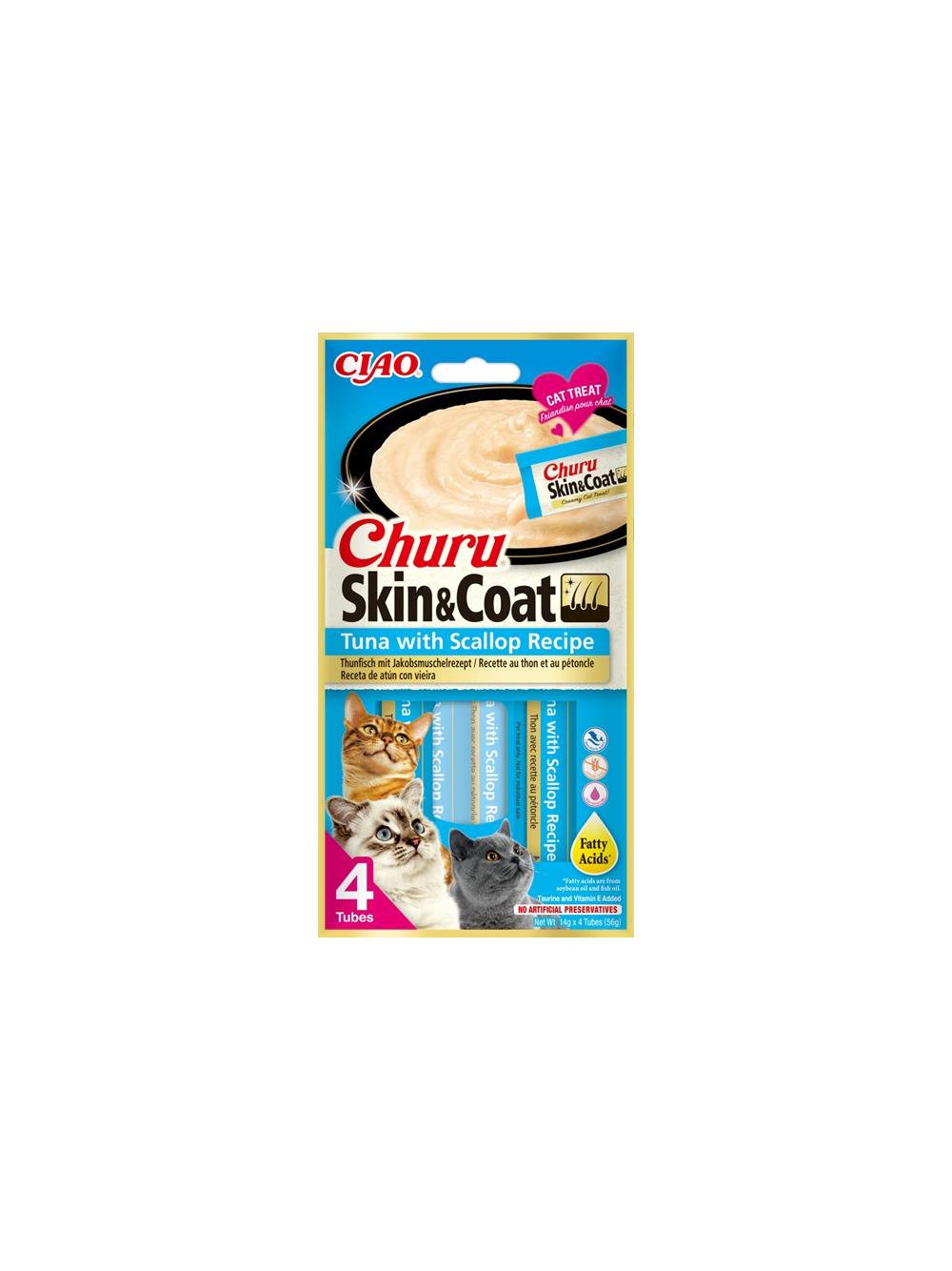 INABA  Churu Skin & Coat dla kota o smaku tuńczyka i przegrzebek 4x14g