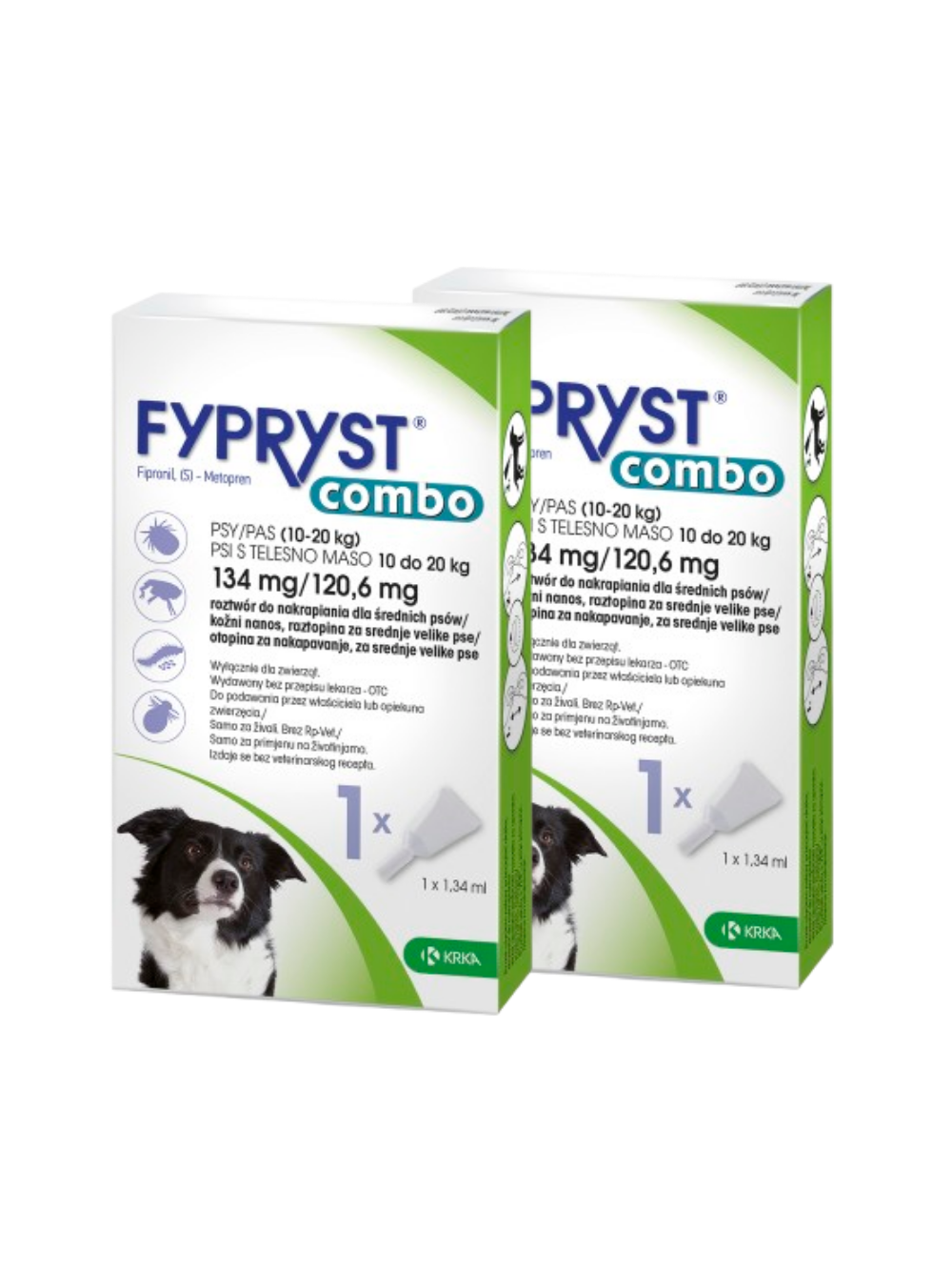 KRKA Fypryst Combo krople na pchły i kleszcze dla psa 10-20 kg 134mg/1,34ml 2 szt