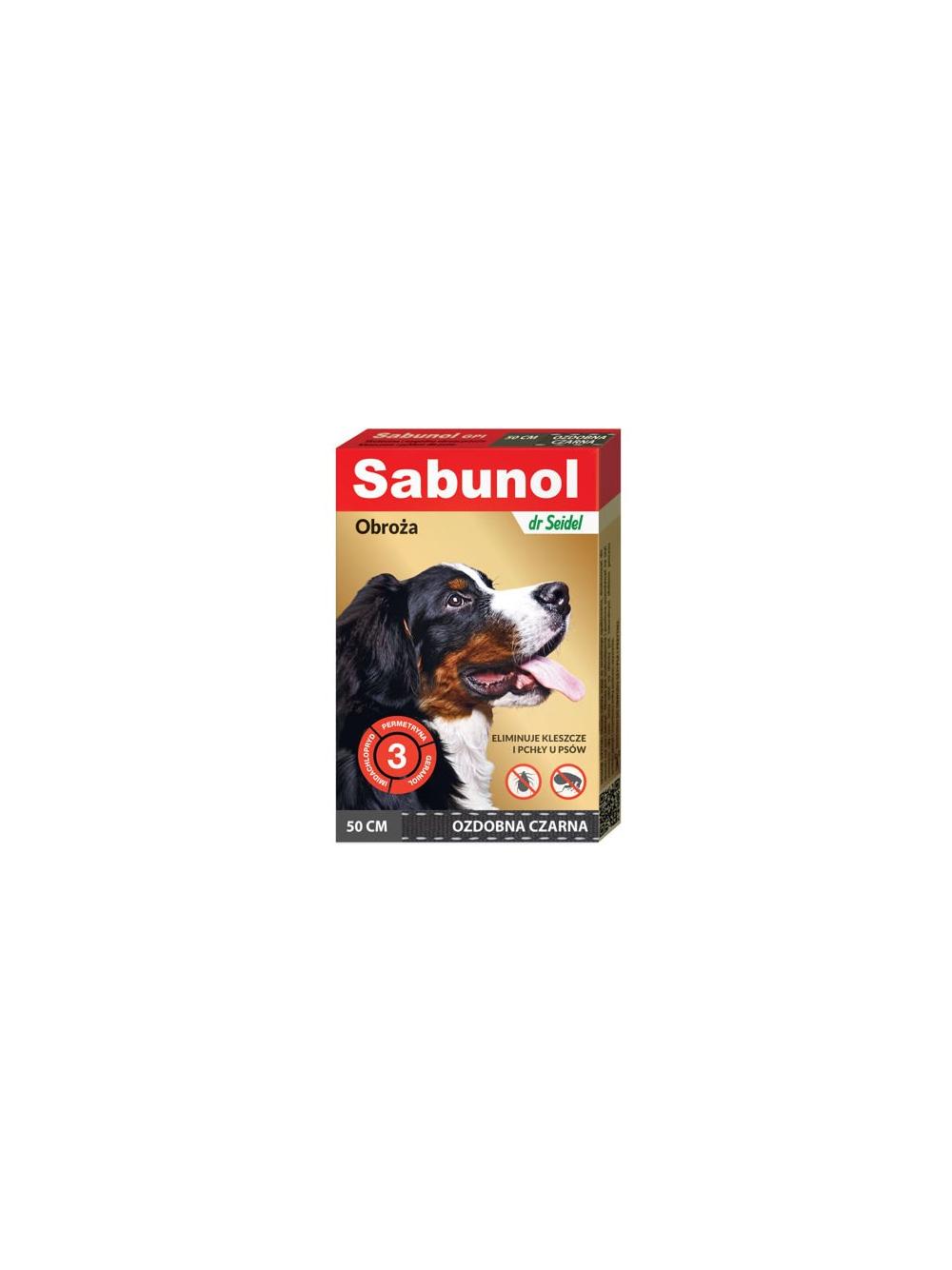 Sabunol - ozdobna czarna obroża przeciw pchłom i kleszczom dla psa 50 cm+TRIXIE Szczypce do usuwania kleszczy 9cm