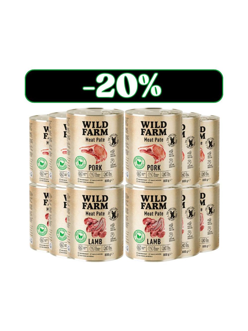 WILD FARM Pate Lamb/Pork 12x800g bezglutenowa karma dla psa