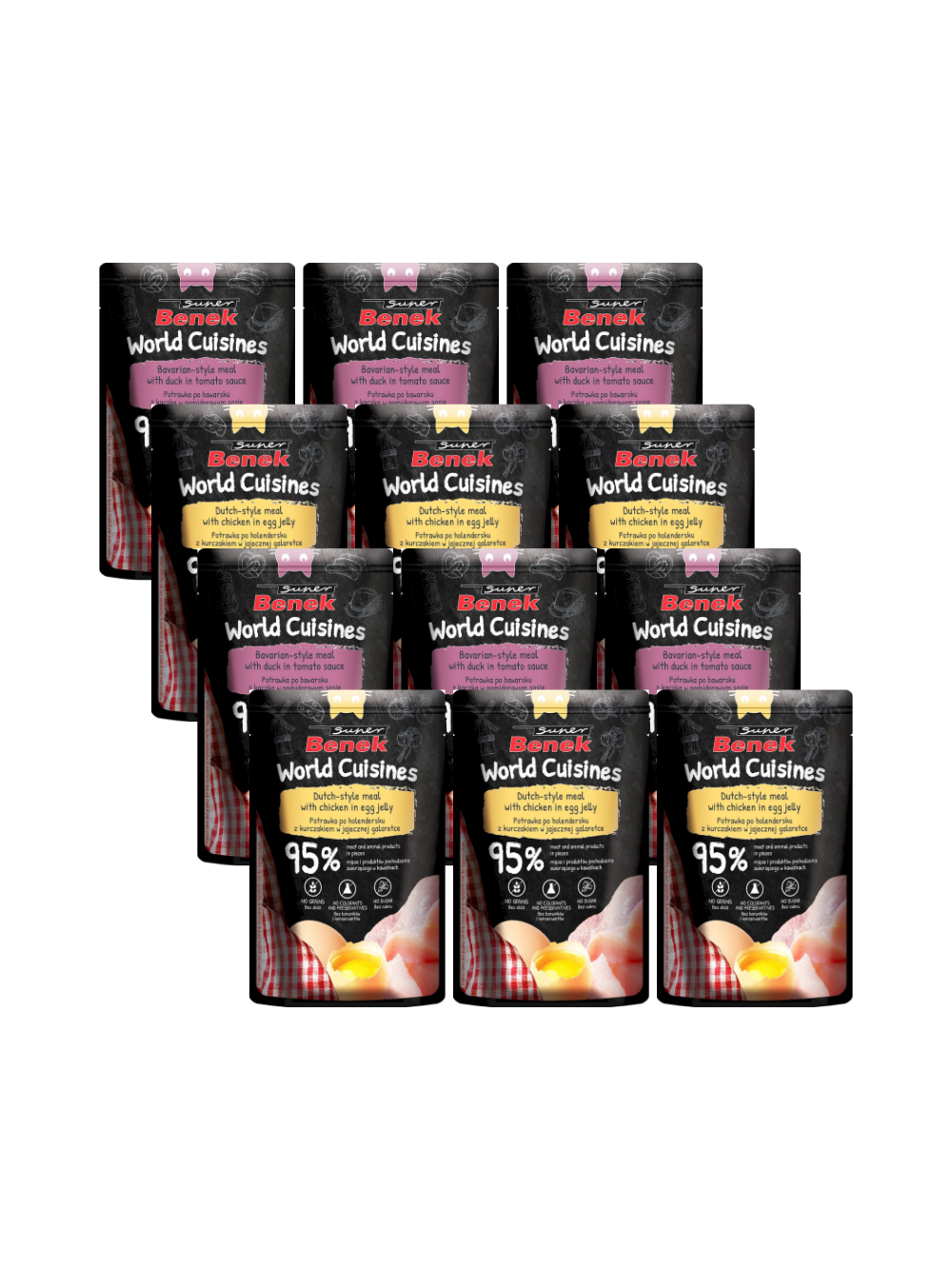Super Benek World Cuisines Karma pełnoporcjowa dla dorosłych kotów. Mix Potrawek 12x100g