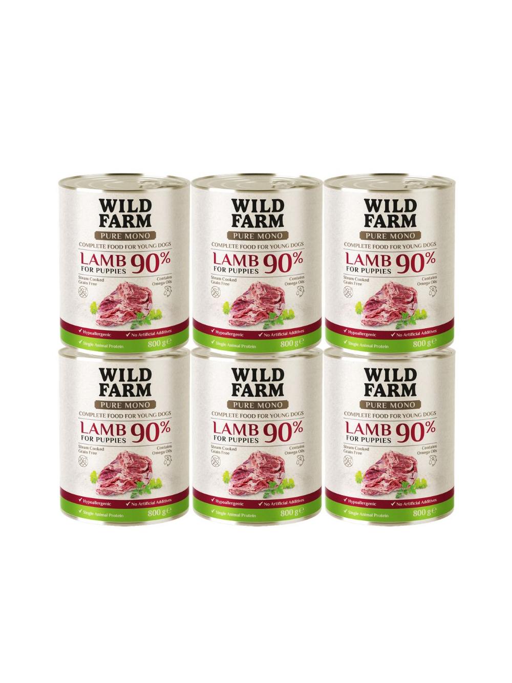 WILD FARM PURE MONO Lamb Puppy 6x800g monoproteinowa karma dla psa