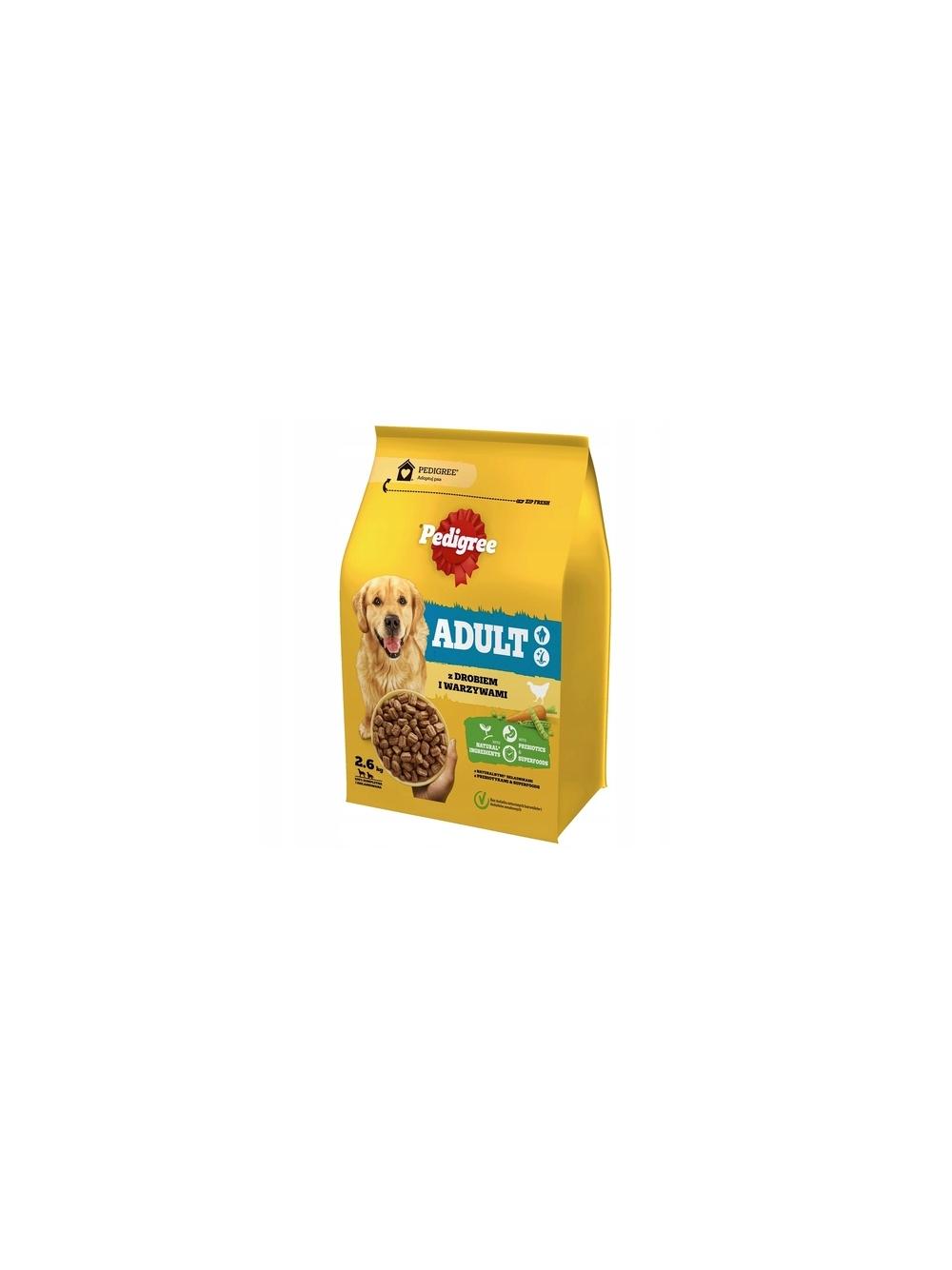 PEDIGREE® Adult 3x2,6 kg z drobiem i warzywami - sucha karma pełnoporcjowa dla dorosłych psów dużych i średnich ras