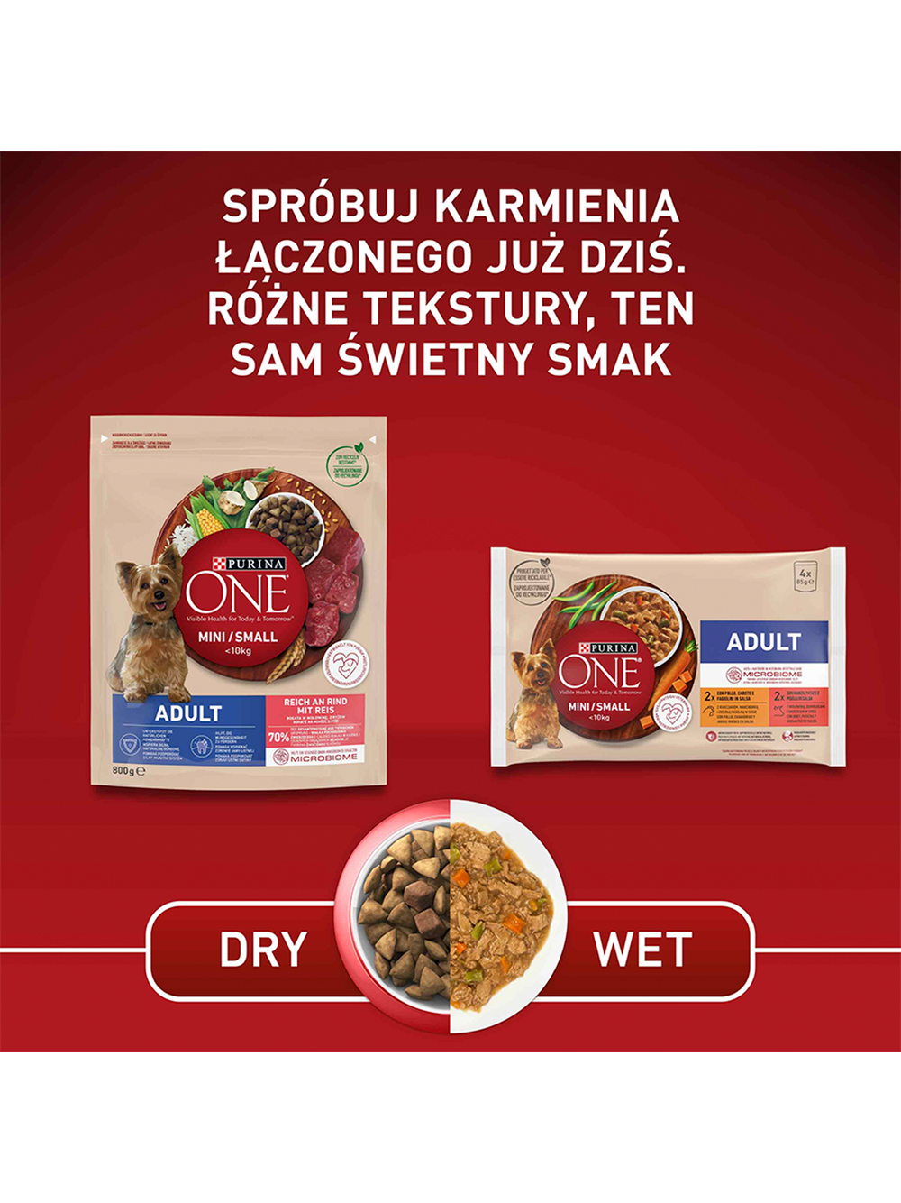 PURINA ONE Mini Adult Wołowina, ryż - sucha karma dla psa - 800g