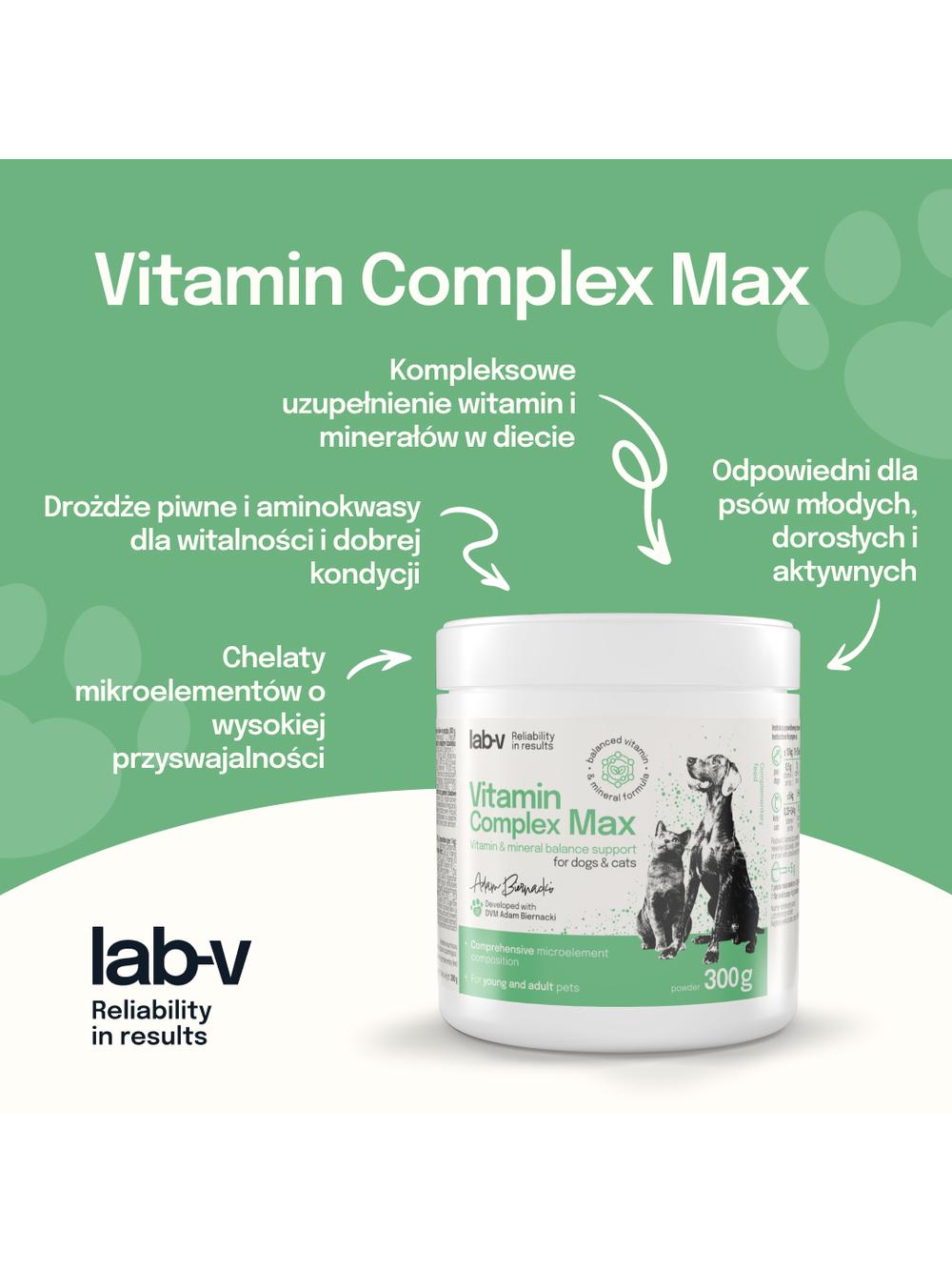Vitamin Complex Max – Kompleks witamin i minerałów dla psów i kotów 300 g