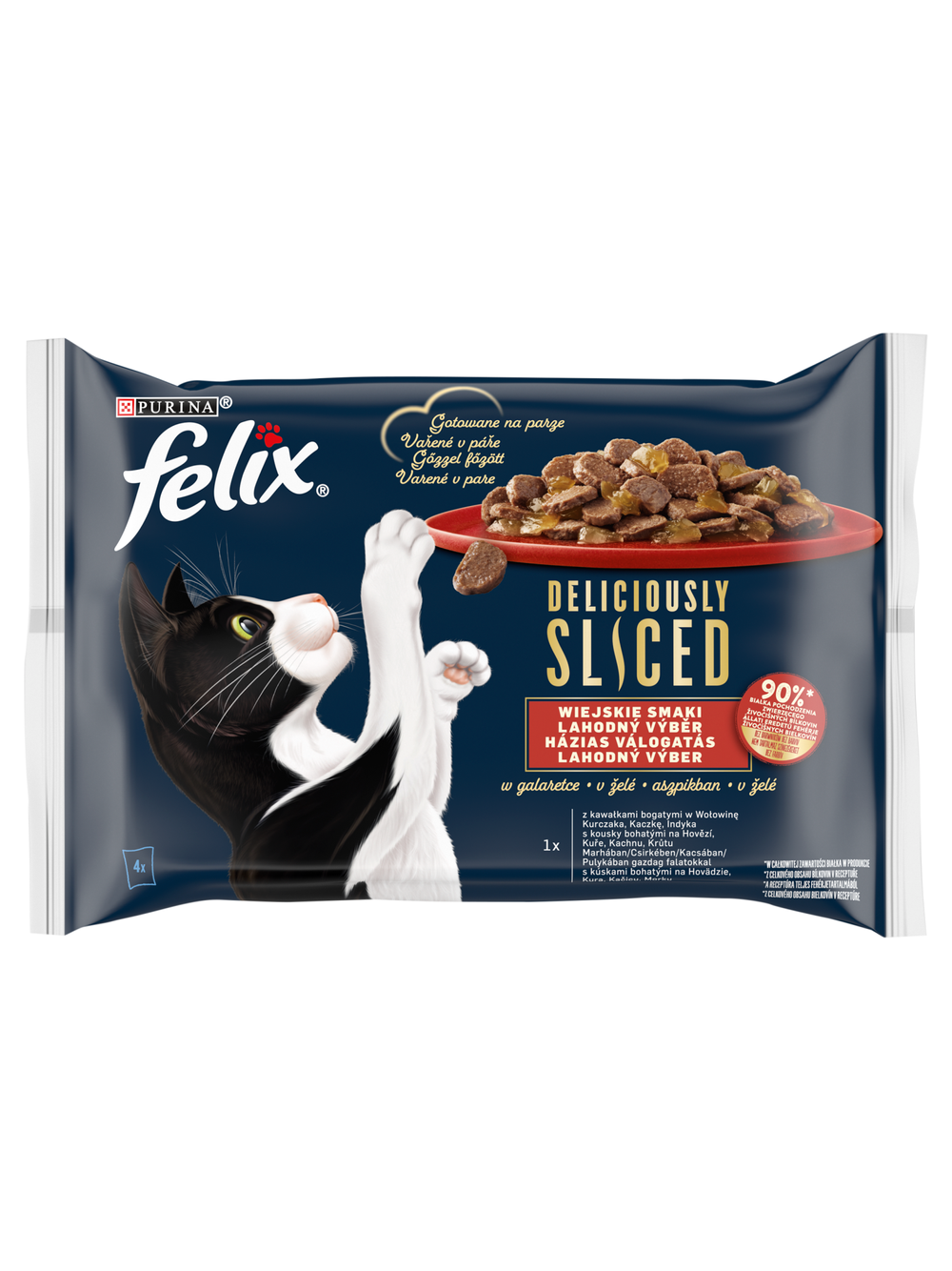 FELIX Deliciously Sliced Wiejskie Smaki Mokra karma dla kota 4x80g