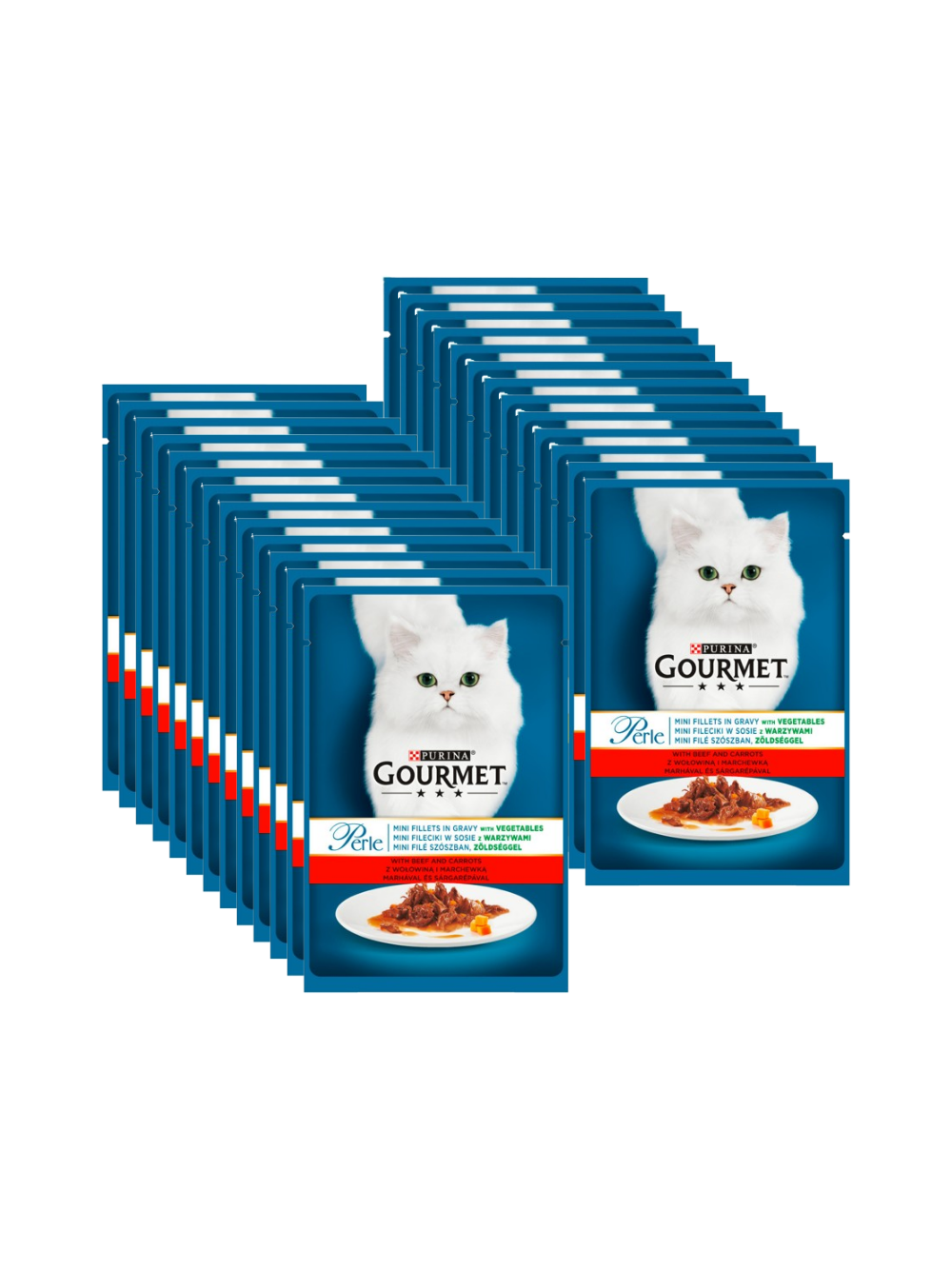 Purina Gourmet Perle Karma dla kotów mini fileciki w sosie z wołowiną i marchewką 26x85g