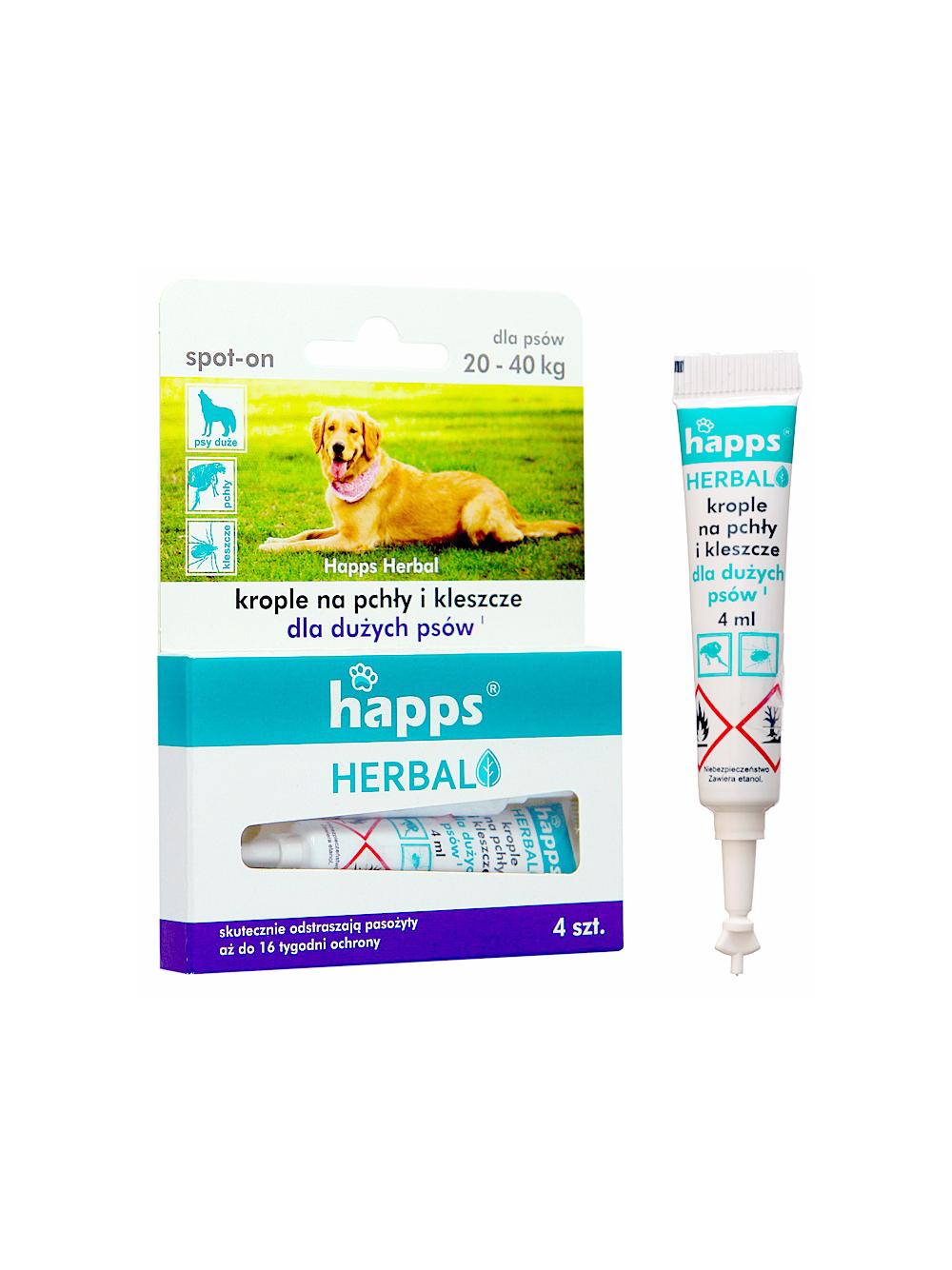 HAPPS Herbal - krople na pchły i kleszcze dla dużych psów  20-40kg (2opakowania)