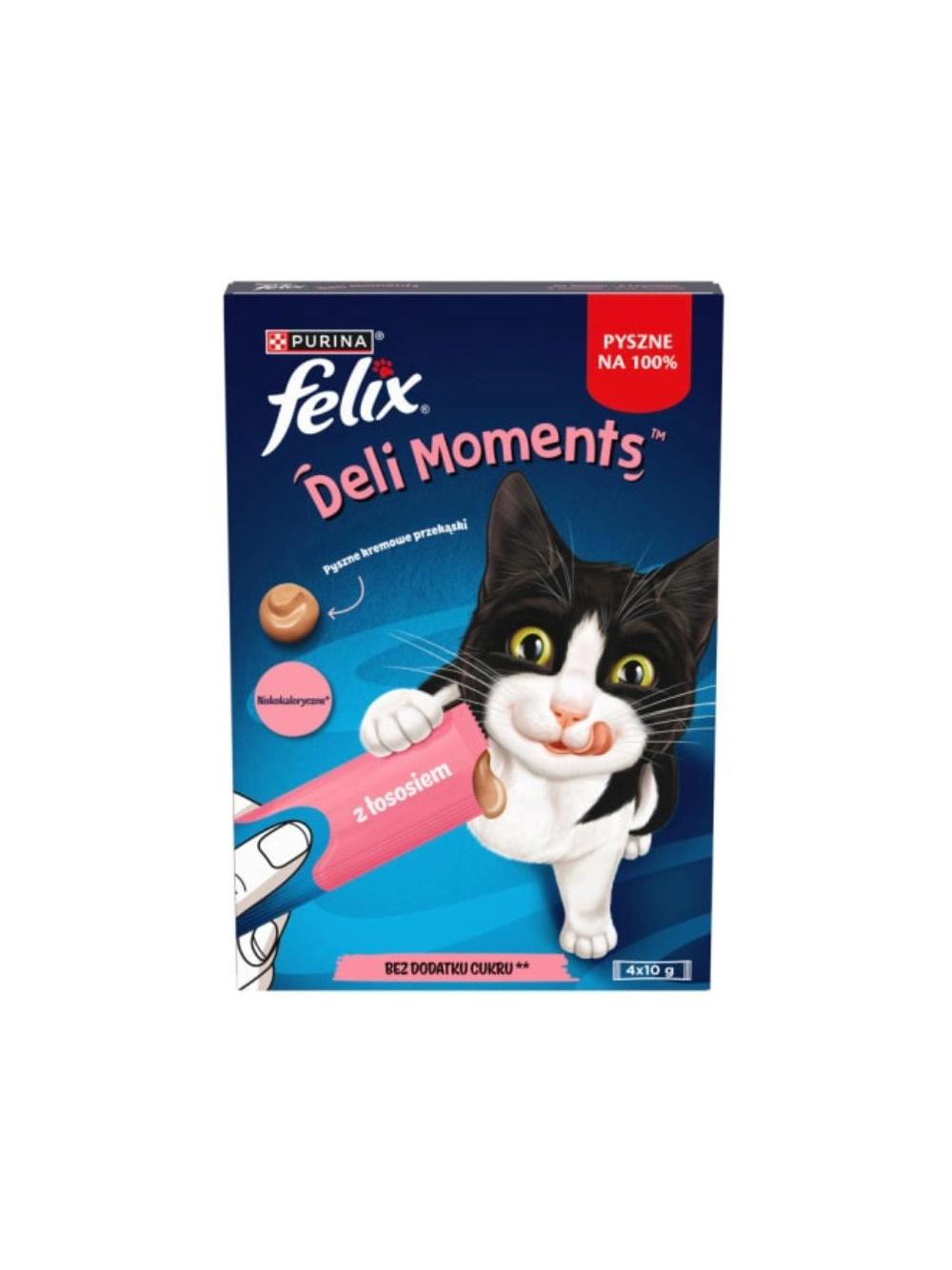 Felix Deli Moments Kremowe przekąski dla kotów z łososiem 4x10g