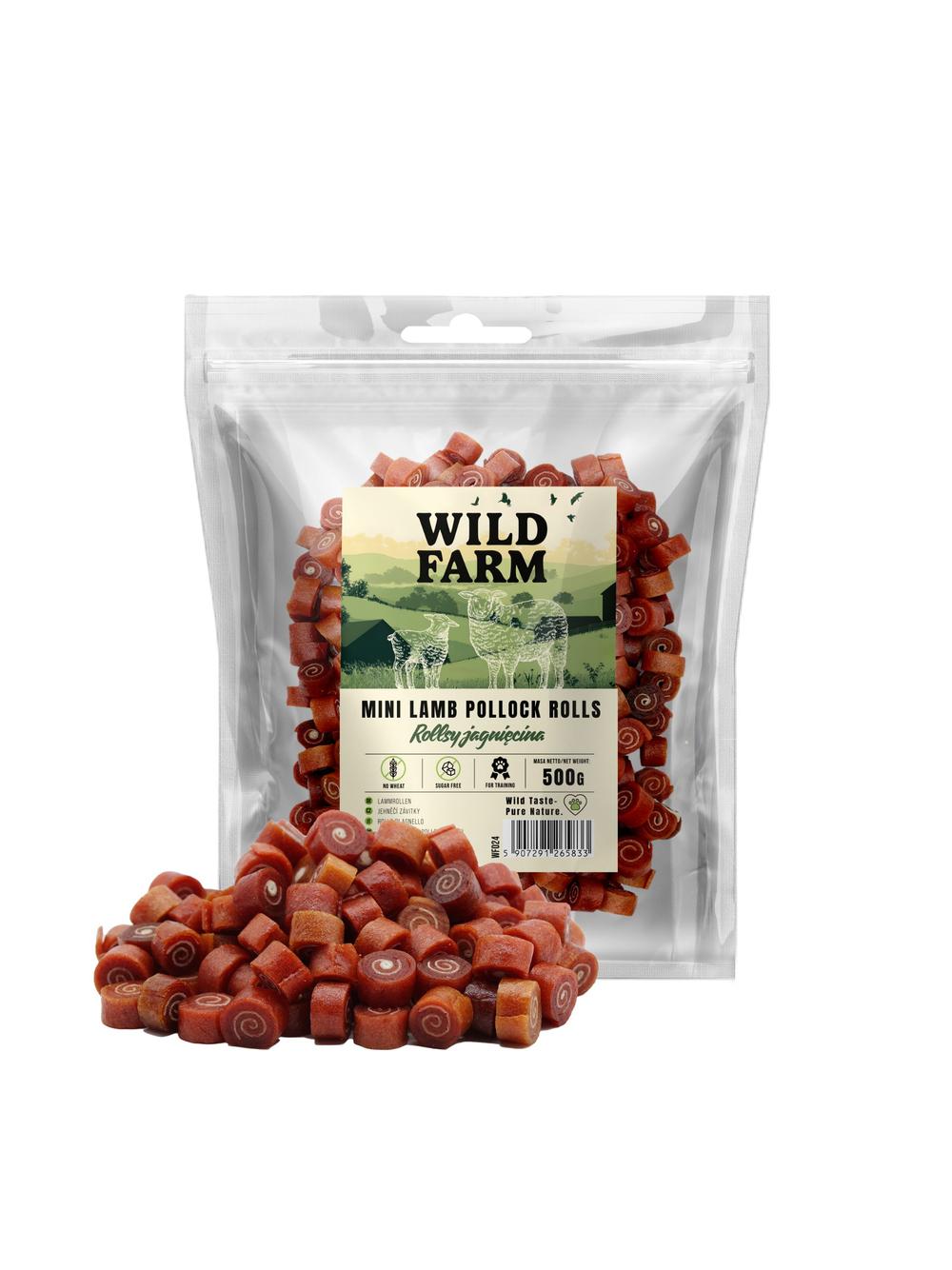 WILD FARM rollsy jagnięcina 500g przysmak dla psa