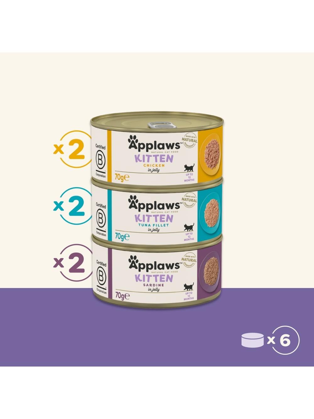 APPLAWS Cat Multipak mix smaków w galaretce dla kociąt 6x70g PUSZKA