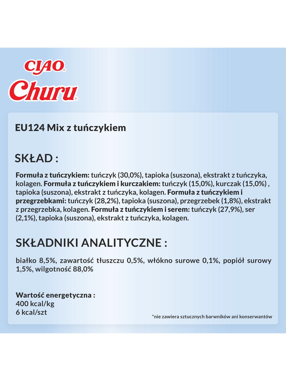 INABA  Churu dla kota - mix z tuńczykiem 20x14g