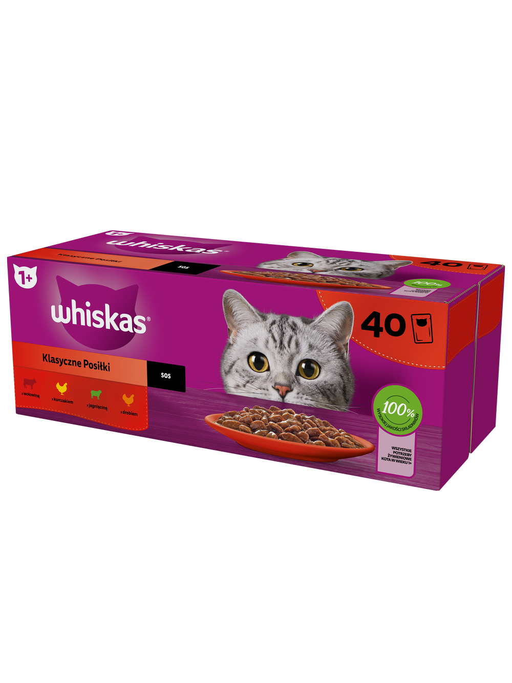 WHISKAS Adult saszetki 40 x 85 g Rybne Przysmaki - mokra karma dla dorosłego kota, w galaretce + WHISKAS Adult saszetki 40 x 85 g Klasyczne Posiłki