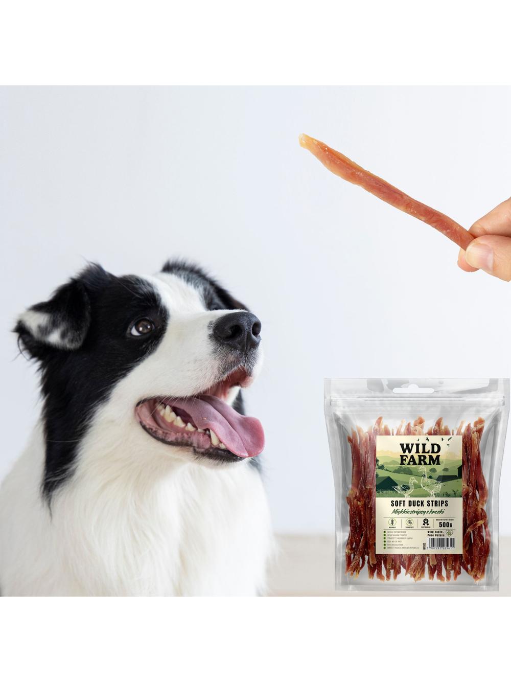 WILD FARM Miękkie stripsy z kaczki 500g przysmak dla psa