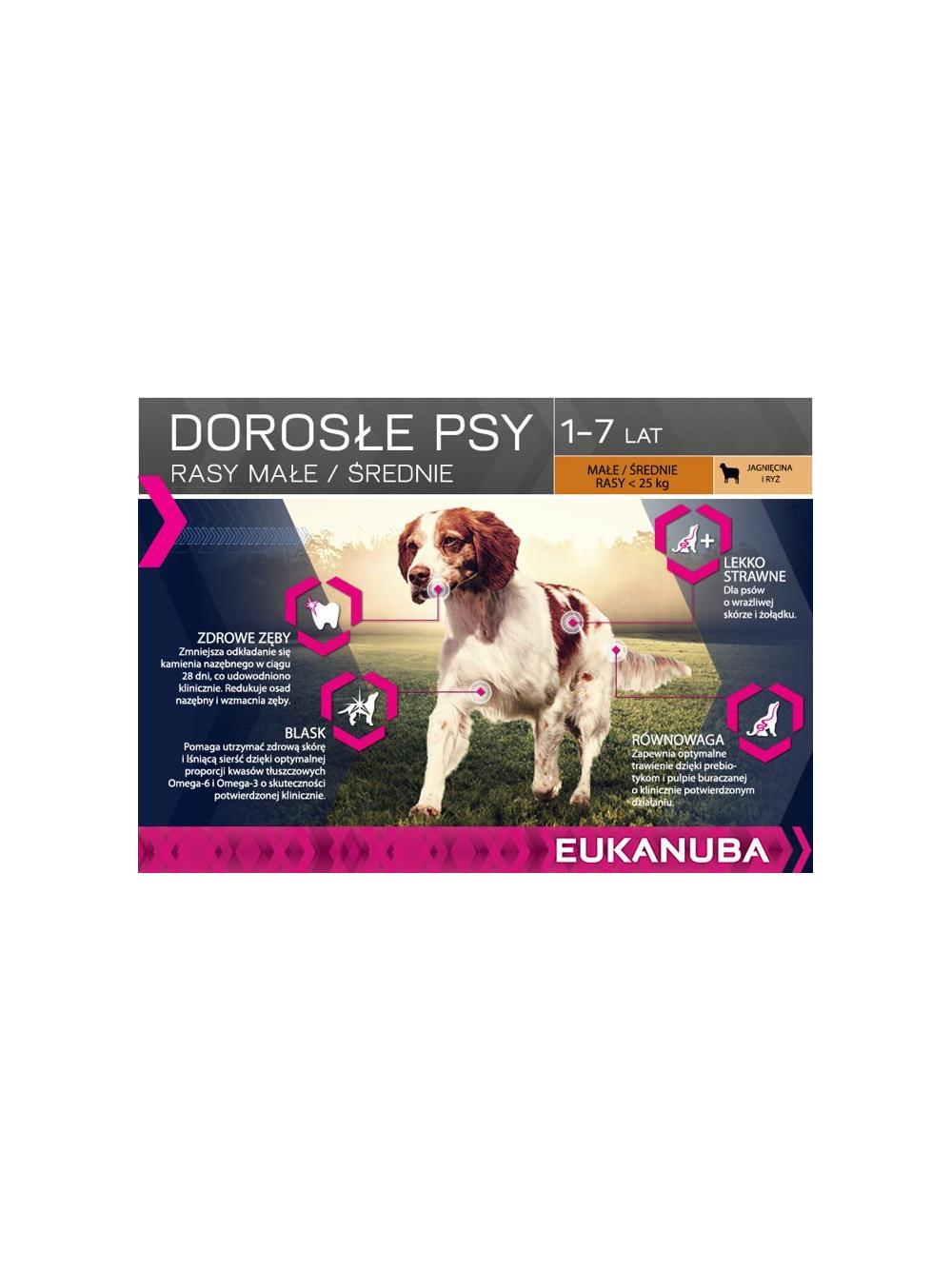 Eukanuba adult small&medium breed rich In lamb & rice 12kg + niespodzianka dla psa GRATIS!